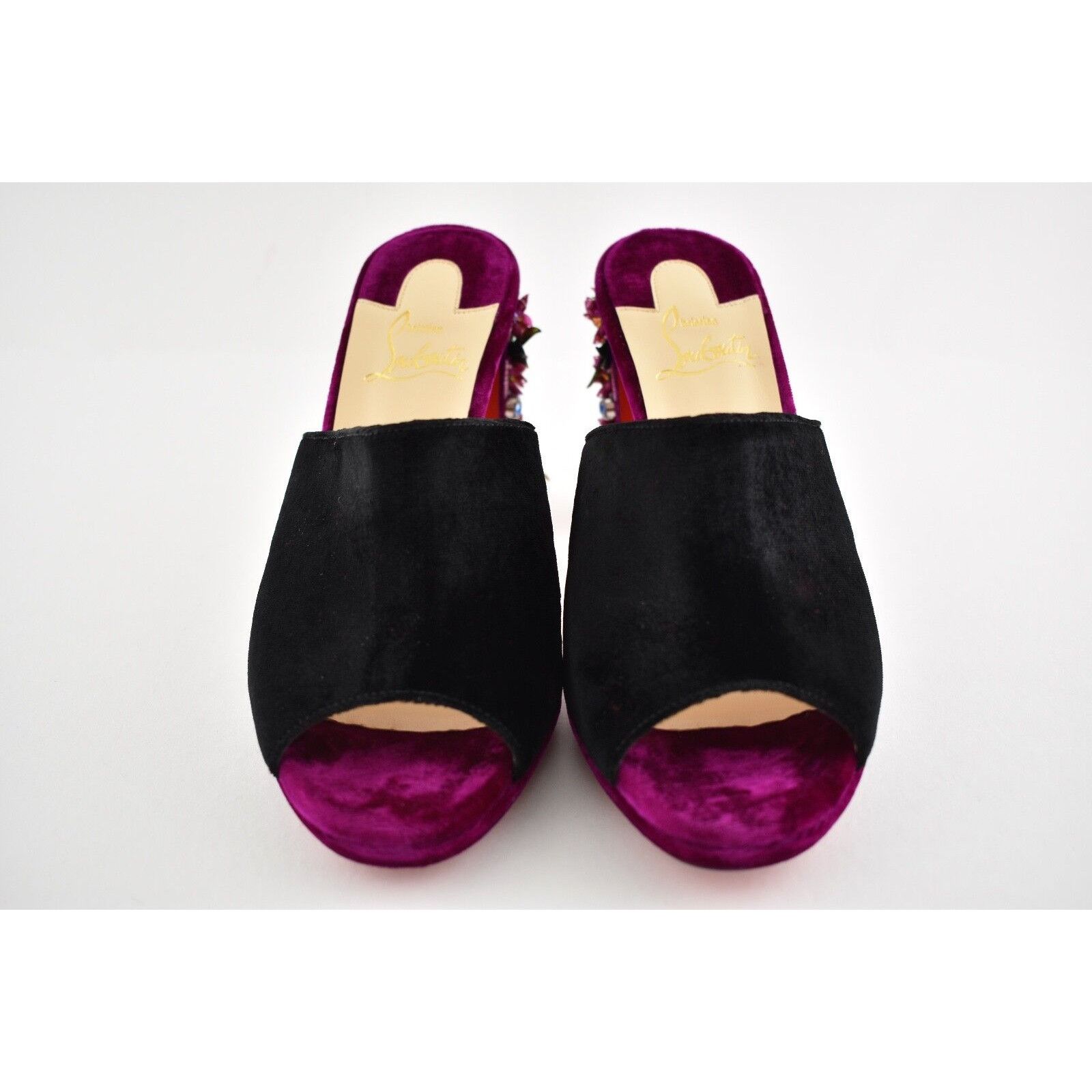 Christian Louboutin Donaflor 100 Black Velvet Figue Sandal Mule Heel Pump 36 Size US 6 / IT 36 - 5 Thumbnail