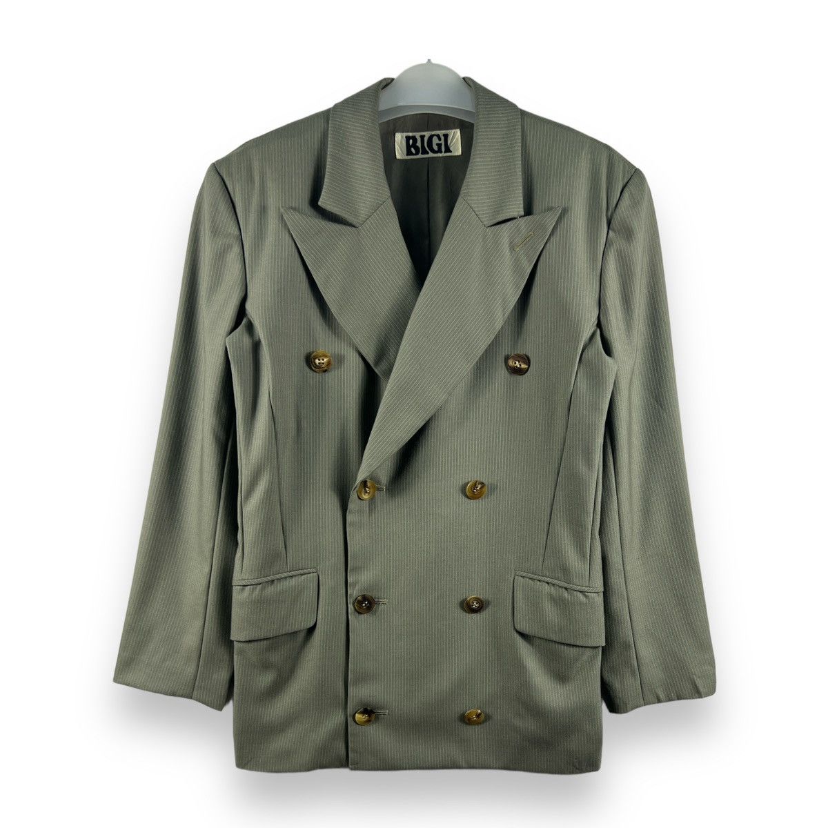BIGI 🔥 BIGI "SAMPLE" SLIM VINTAGE DOUBLE BREASTED STRIPES COAT Size 34S - 1 Thumbnail