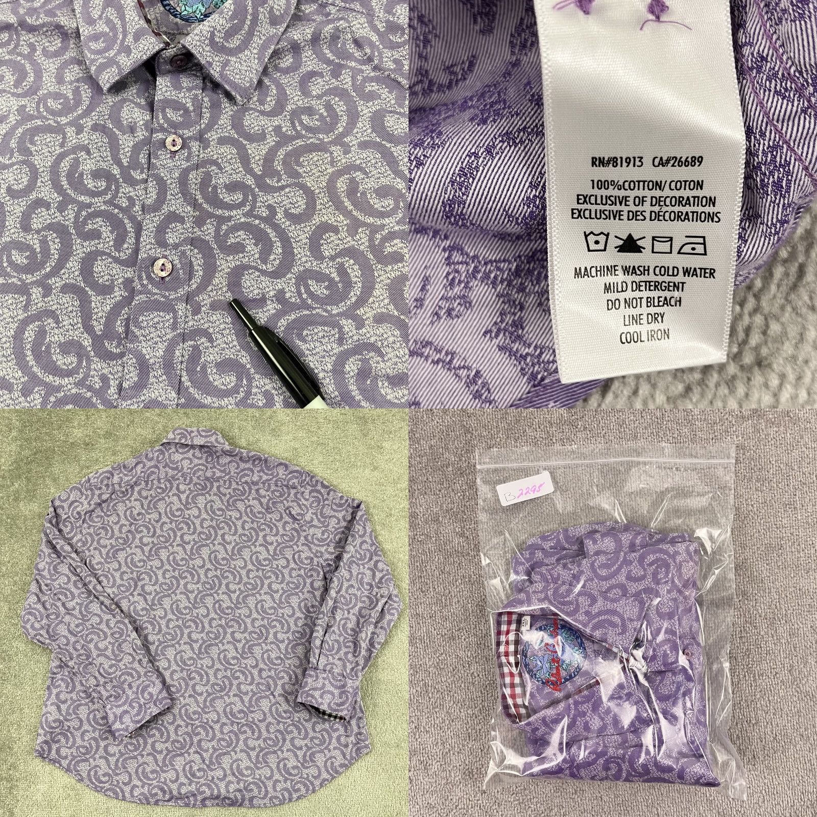 Robert Graham VINTAGE Robert Graham Men's Button-Up Shirt 3XL Purple Geometric Classic Casual Preppy Office Size US XXL / EU 58 / 5 - 8 Thumbnail