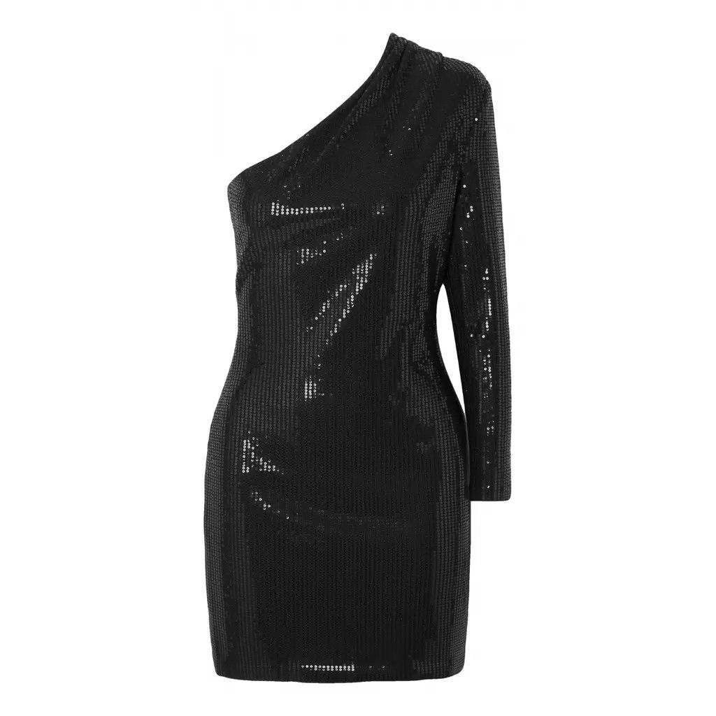 Solace London Solace London Zuri Black Sequin One Shoulder Mini Dress Size M / US 6-8 / IT 42-44 - 1 Thumbnail