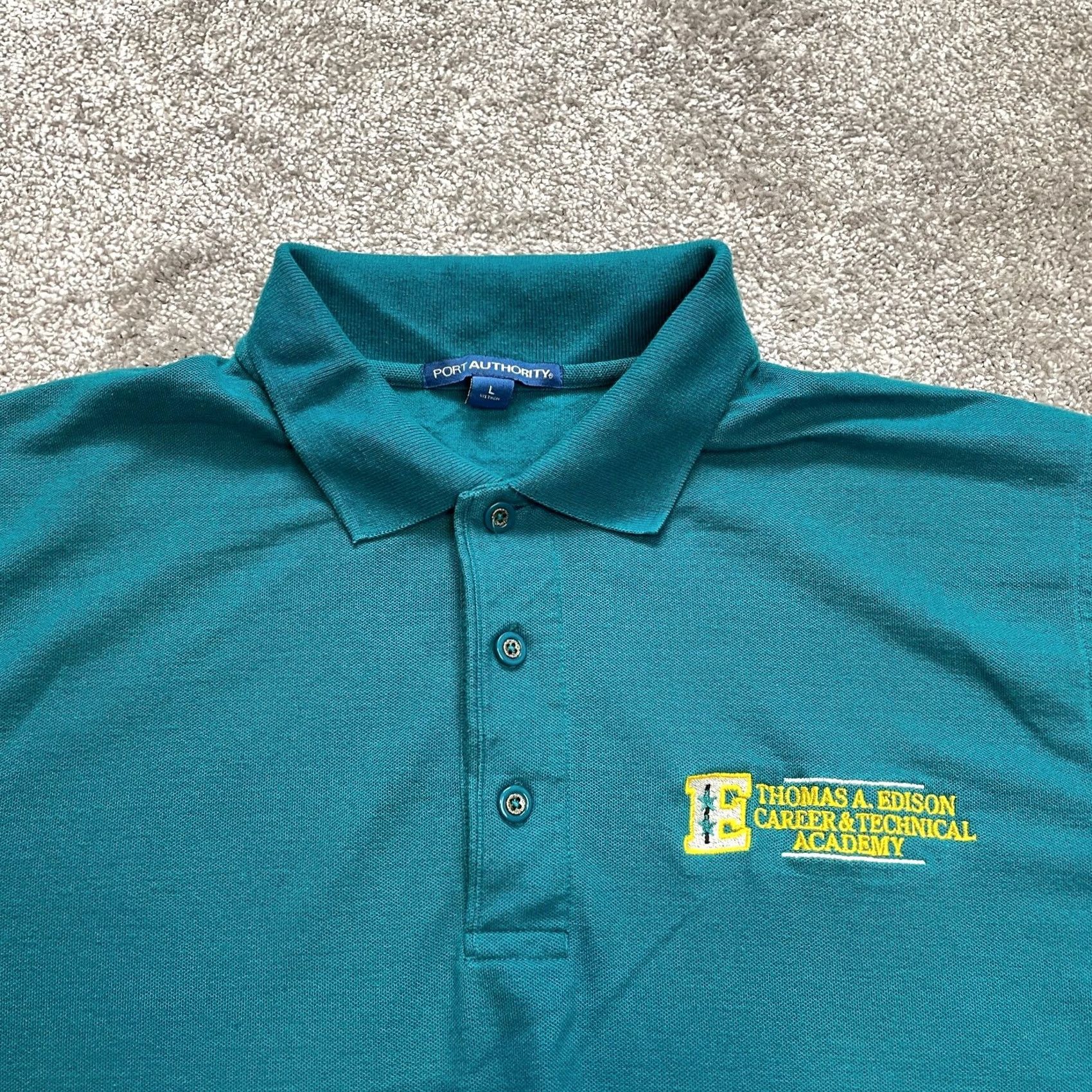 Port Authority VINTAGE Port Authority Polo Shirt Mens Large Blue Thomas Edison Career Techincal Academy Shirt Polo XS Size US L / EU 52-54 / 3 - 2 Thumbnail