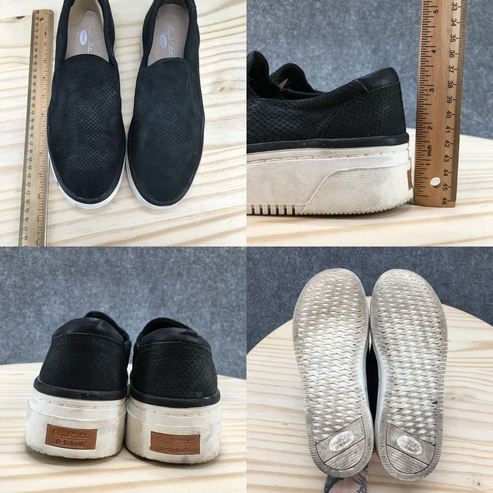 Vintage Dr Scholl's Sneakers Womens 7.5M Black Everywhere Platform Slip On Snake Embossed Shoes Casual Size US 8 / IT 38 - 9 Thumbnail