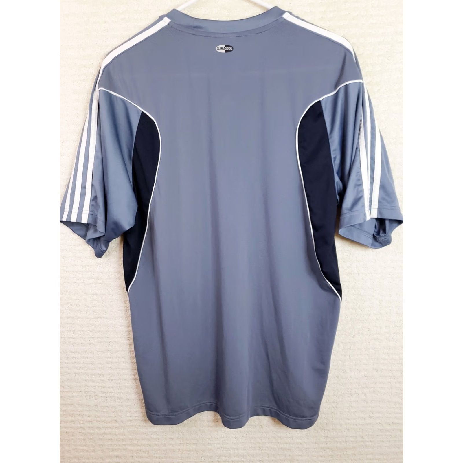 Adidas Adidas Men's M Blue Black SS 3 Stripe Tennis Golf Shirt Sports Workout Crewneck T-Shirt Athletic Plasma (Note: Pls ignore) Size US M / EU 48-50 / 2 - 6 Thumbnail