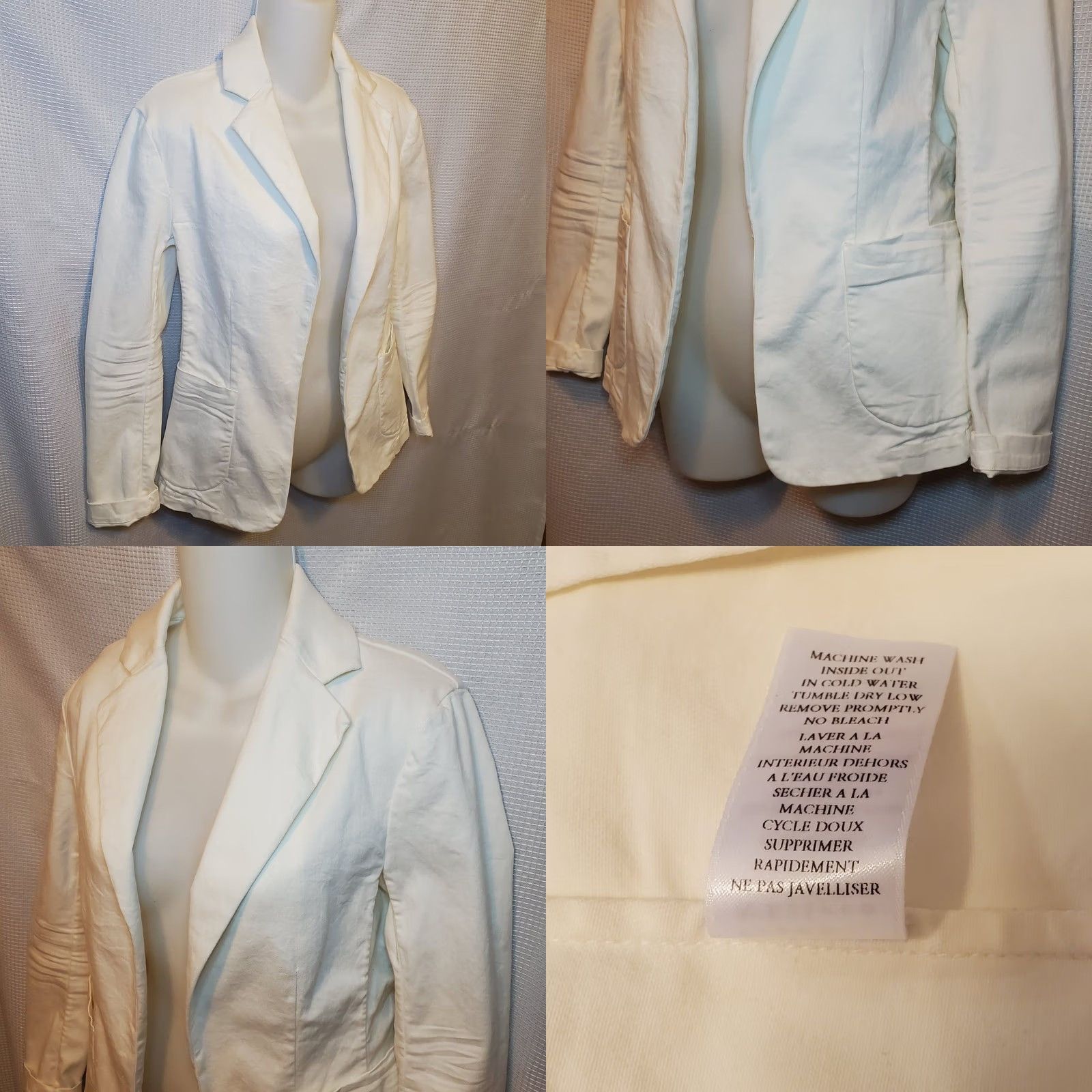 Frank & Eileen Frank & Eileen Dublin Blazer Jacket Womens XXS White Cotton Stretch Open Jacket Blazer Womens XXS White Cotton Blend Open Size XXS / US 00 / IT 34 - 8 Thumbnail