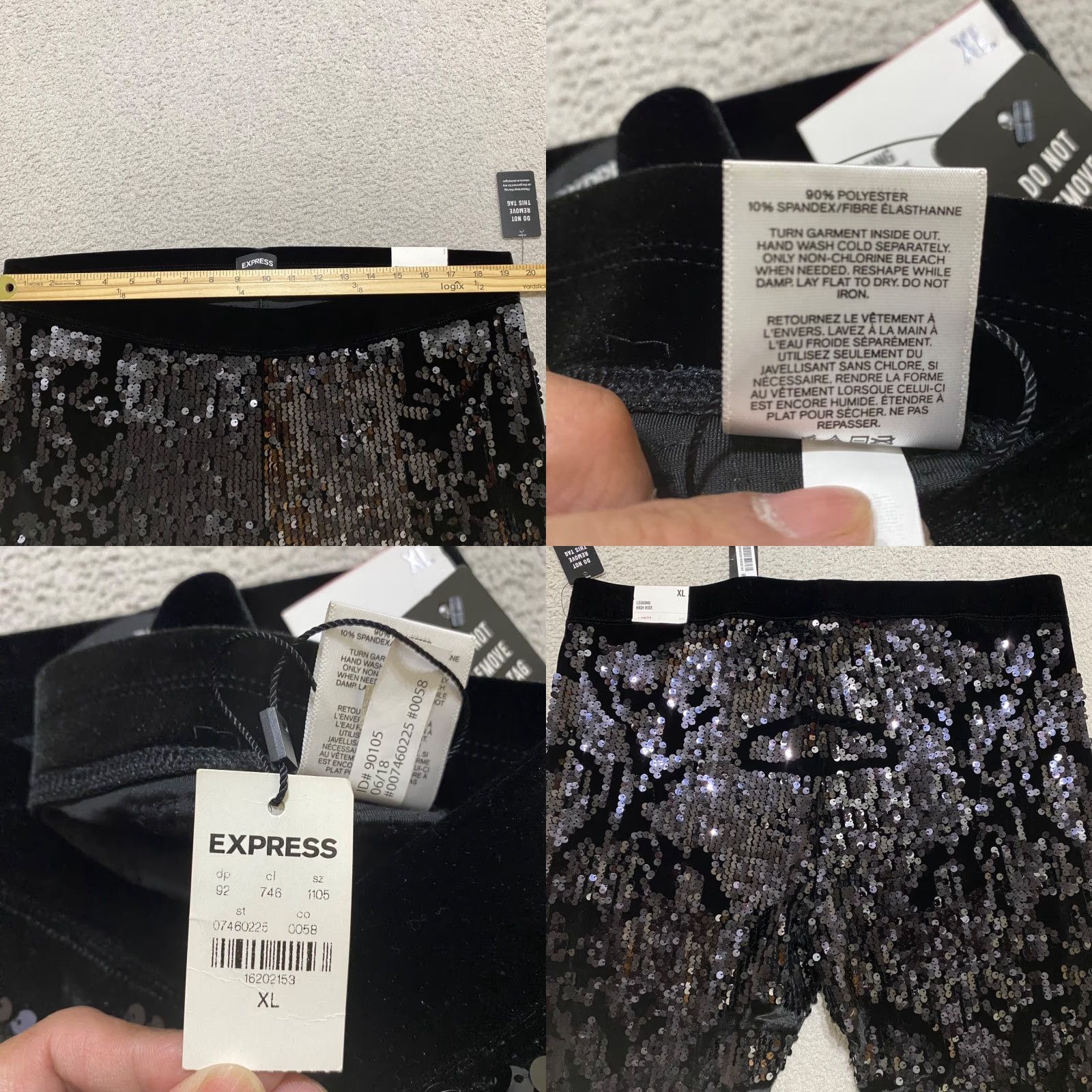 Express Express XL Pants Black Sequined Velour High Rise Pull On Size 40" / US 18 - 8 Thumbnail