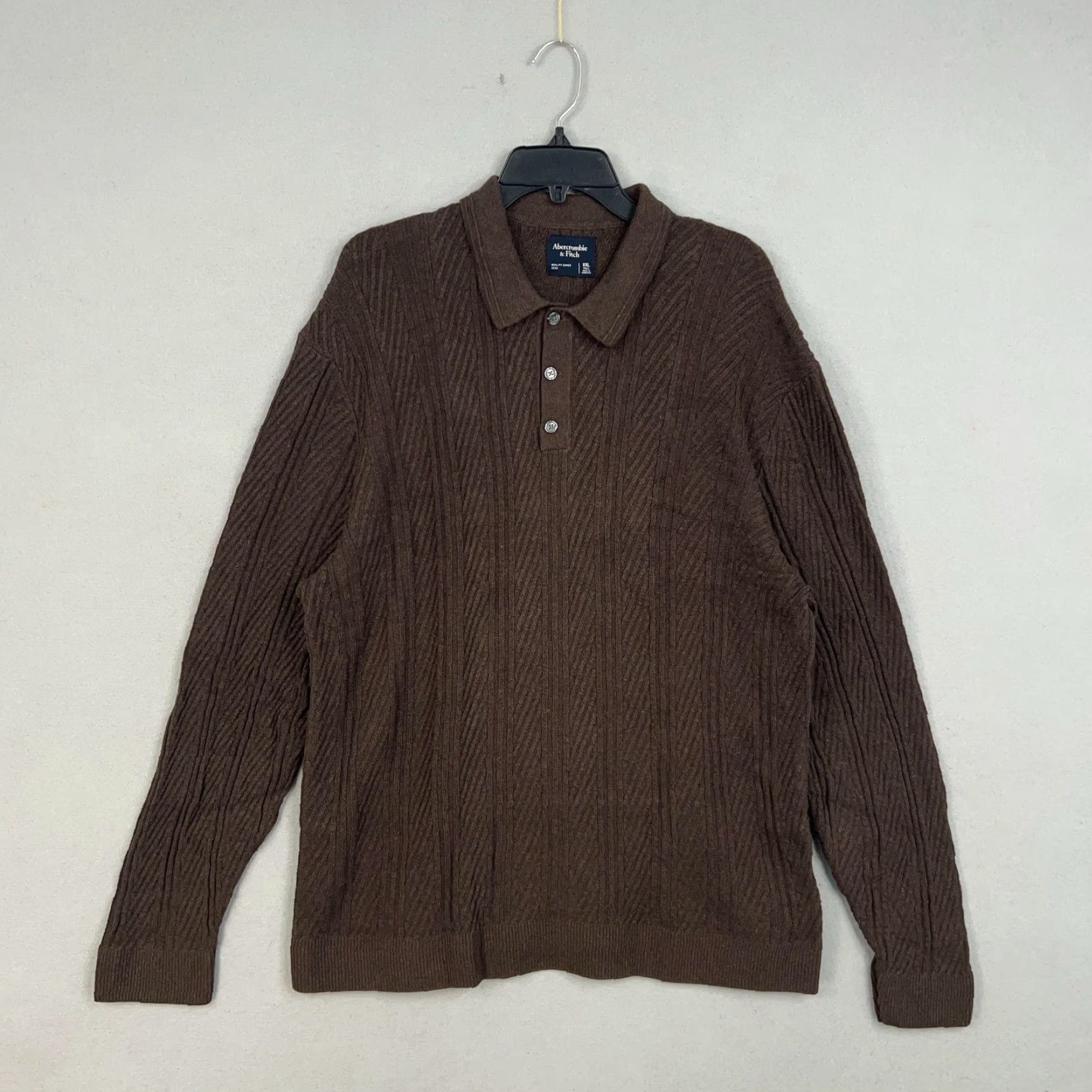 Abercrombie & Fitch Abercrombie & Fitch Sweater Mens XXL Tall Brown Polo Collared Knit Polo Collar Pullover Button Knit Casual Preppy Mens Size US XXL / EU 58 / 5 - 2 Thumbnail