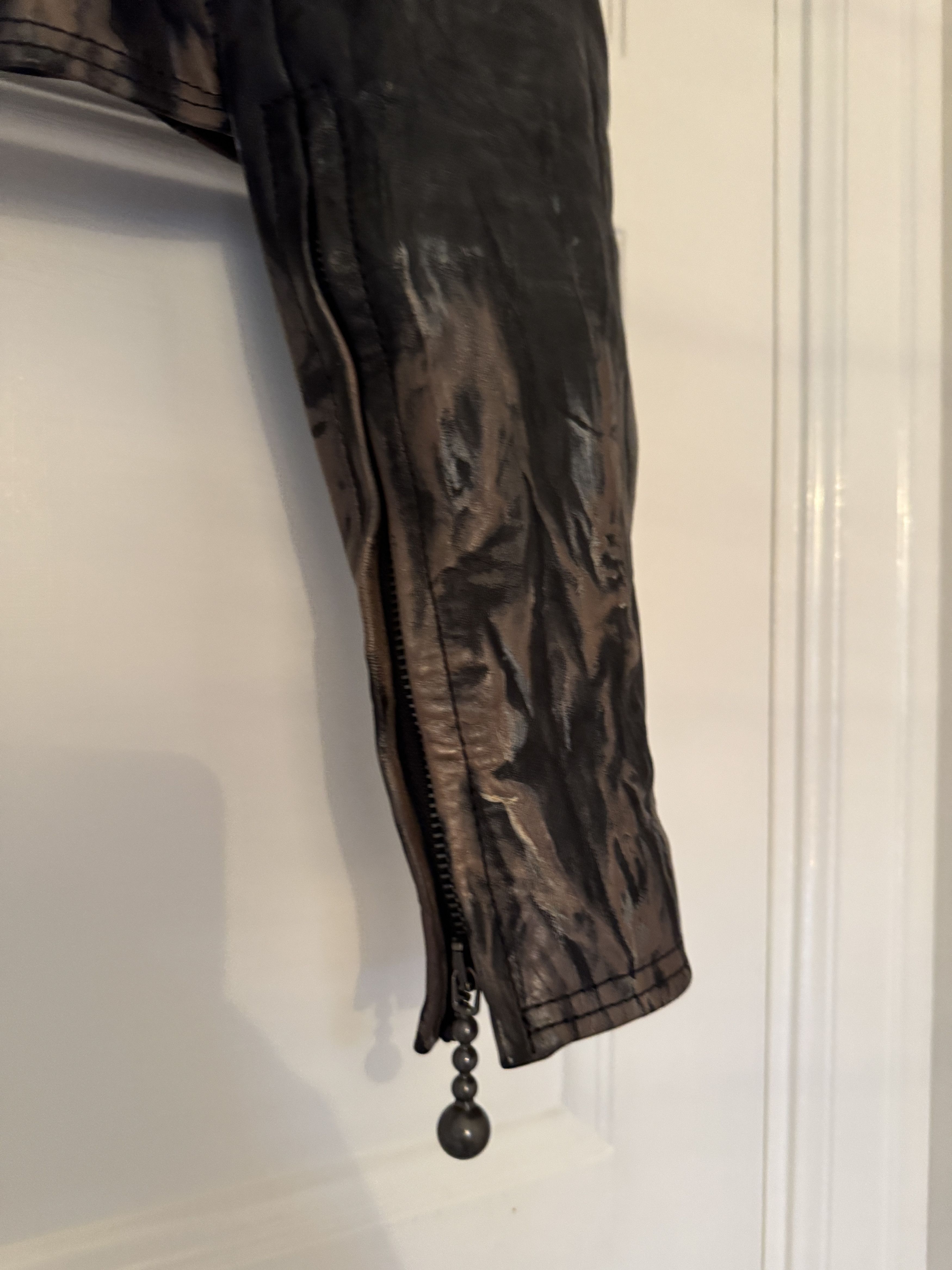 Acne Studios Creased Wrinkle Dye Lambskin Leather Cafe Jacket Size XS / US 0-2 / IT 36-38 - 13 Thumbnail