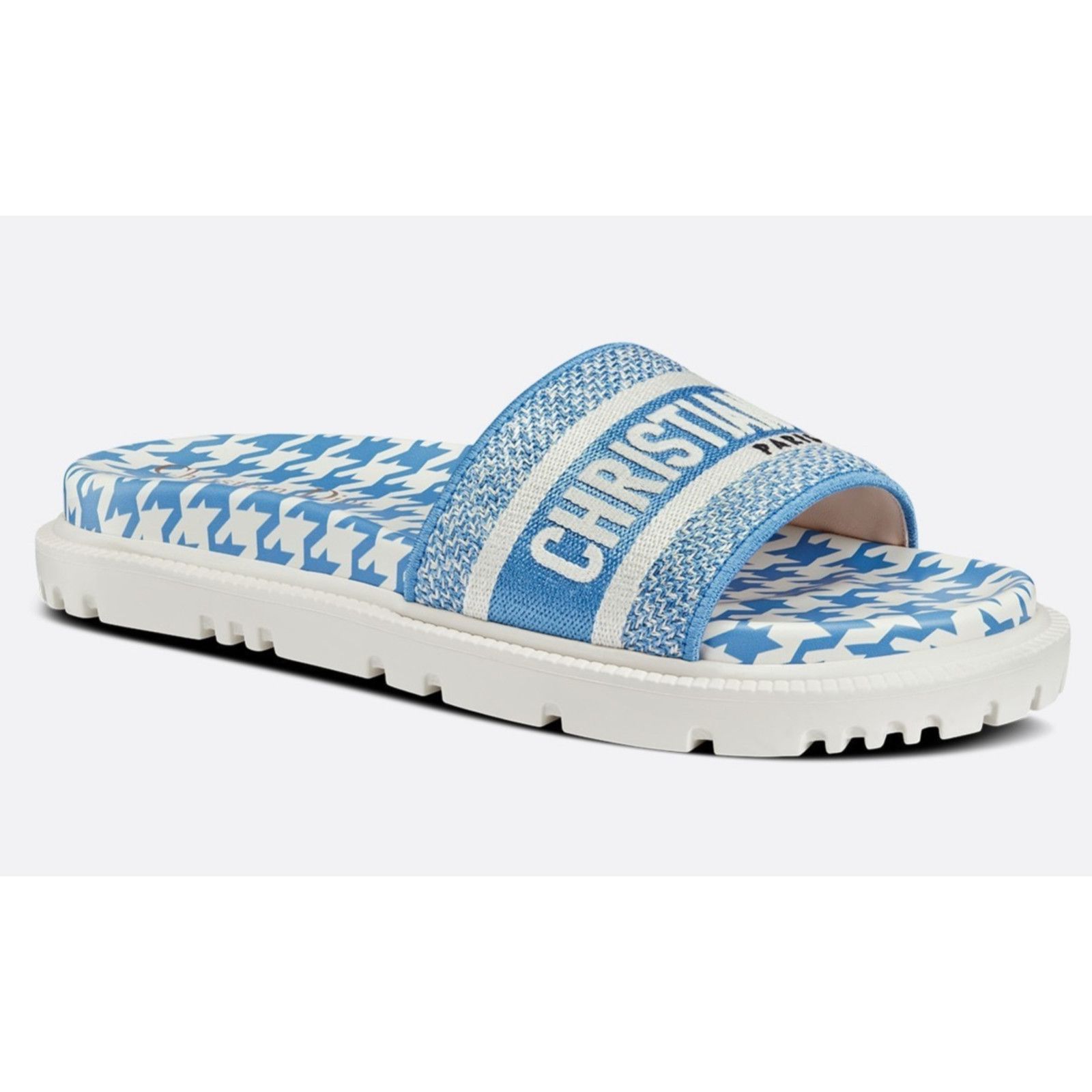 Dior Dway White Logo Houndstooth Slide Mule Flat Flop Sandal 38 Size US 8 / IT 38 - 1 Thumbnail