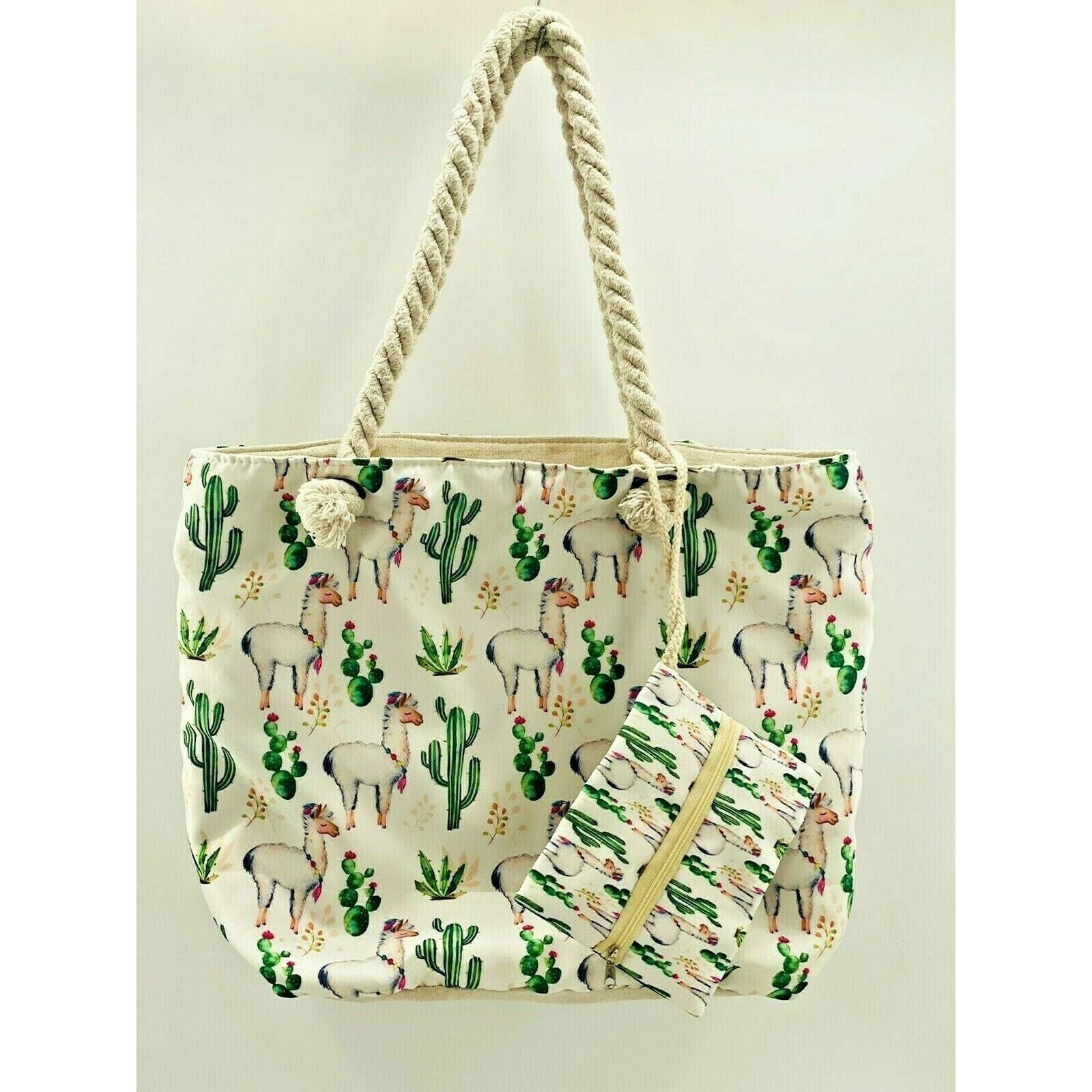 The Unbranded Brand Llama Cactus Beach Shoulder Tote Bag travel Shopping Purse Size ONE SIZE - 4 Thumbnail