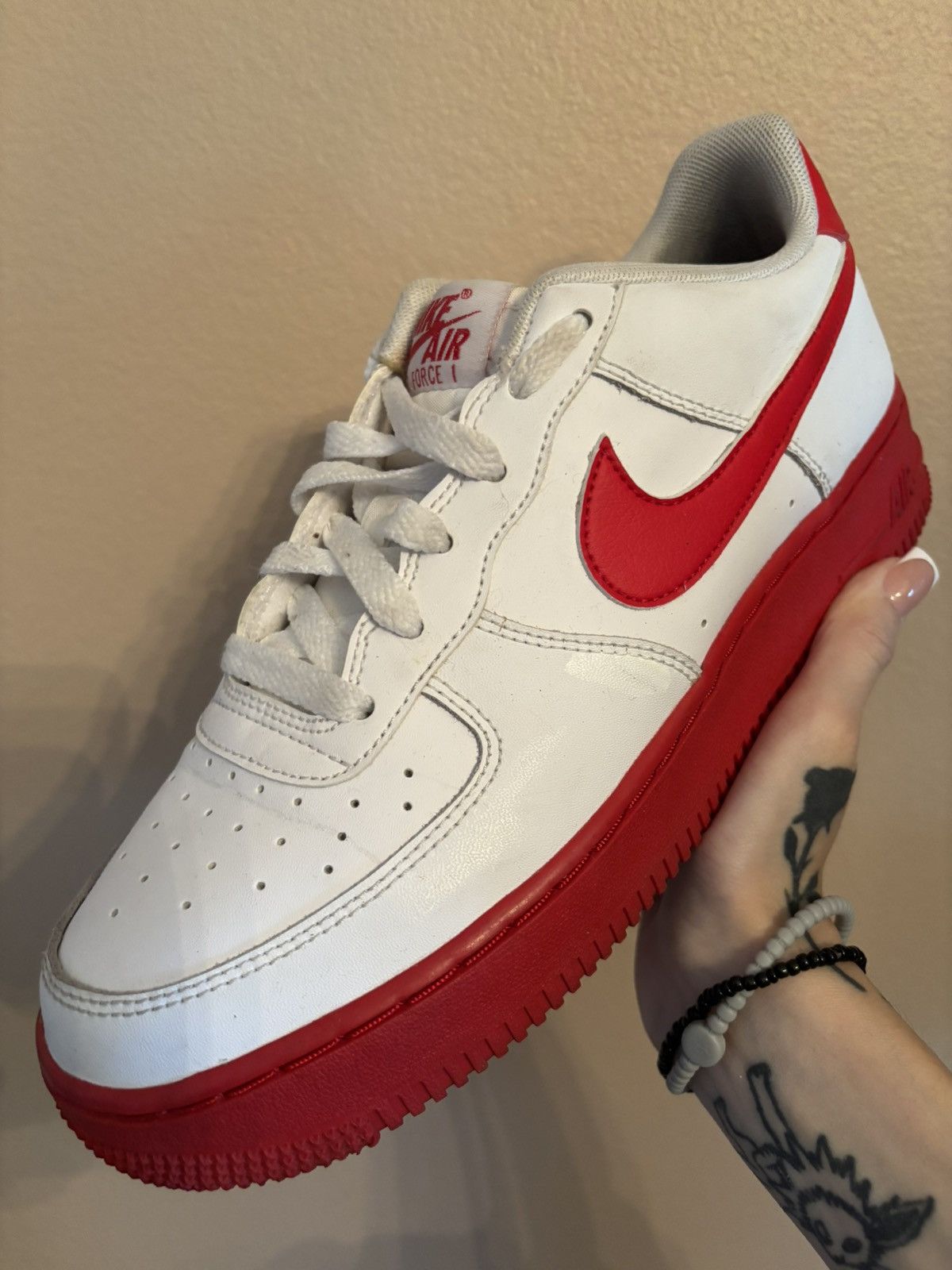 Nike Nike Air Force 1 GS 'White Red Sole' Size US 6.5 / EU 39-40 - 1 Thumbnail