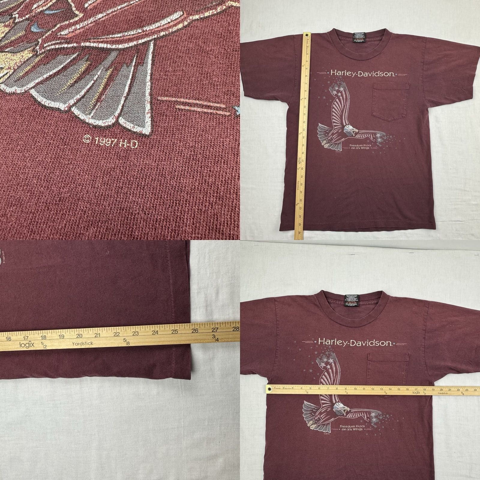 Harley Davidson VINTAGE Harley-Davidson Eagle T Shirt Adult Medium Motorcycle Biker 90s Red Cotton Short Sleeve Crew Neck Men Mens T-Shirt Size US M / EU 48-50 / 2 - 8 Thumbnail