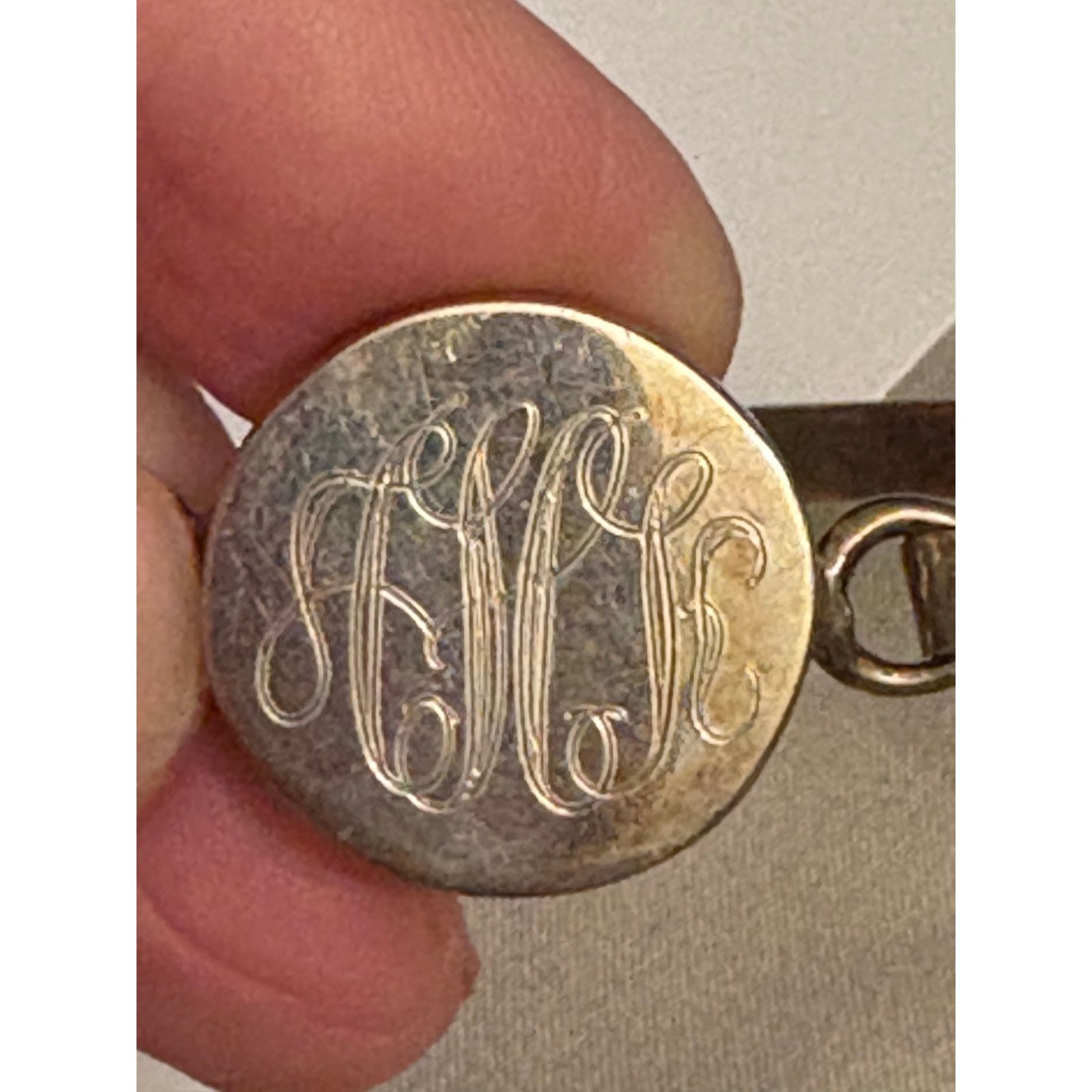 Other Vintage Sterling Silver 925 Bangle Bracelet Monogram 7 Inch Size ONE SIZE - 9 Thumbnail