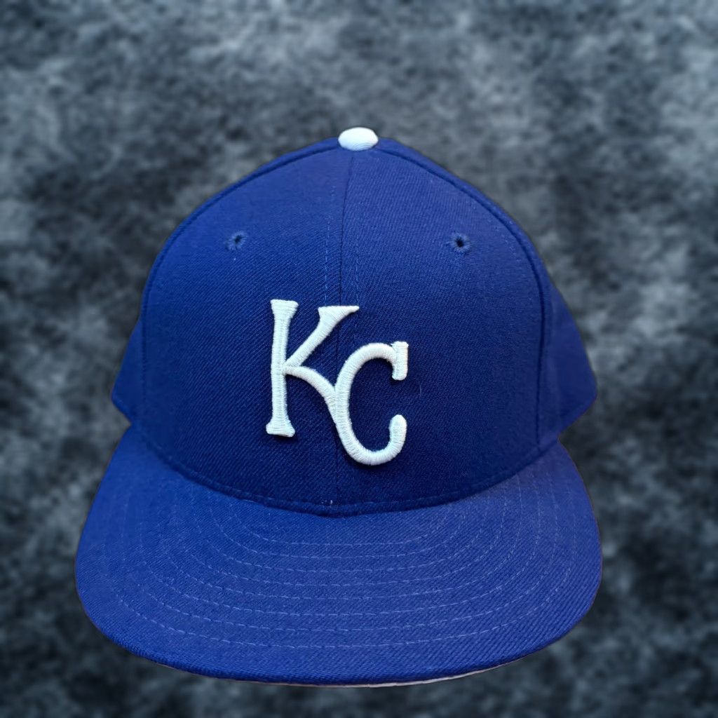 New Era VINTAGE New Era Kansas City Royals Hat 59FIFTY Blue Wool Fitted MLB USA Mens 7 Size ONE SIZE - 1 Thumbnail