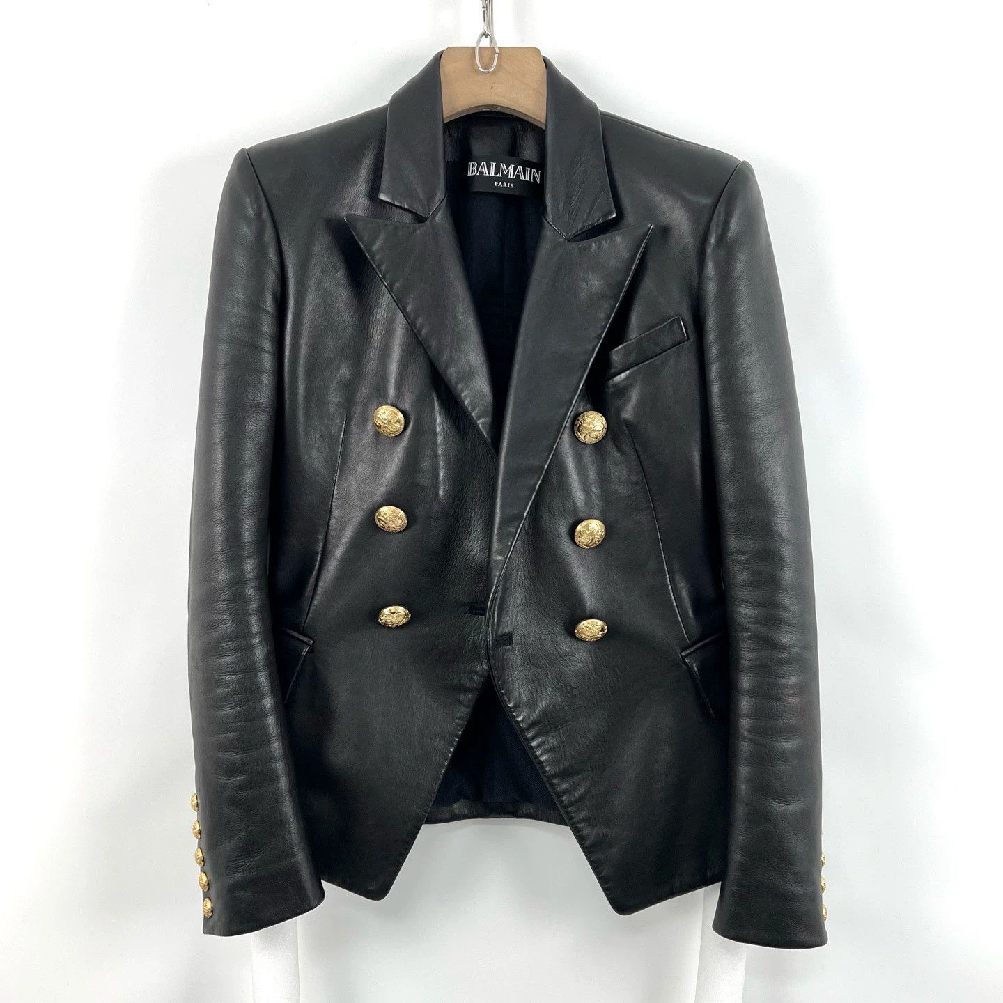 Balmain 97% New! Balmain Black Lambskin Suit Jacket Size XS / US 0-2 / IT 36-38 - 1 Thumbnail