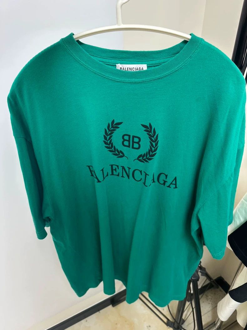 Balenciaga Balenciaga Wheat Pattern Short Sleeve T-Shirt, Sea Green, Size US S / EU 44-46 / 1 - 1 Thumbnail