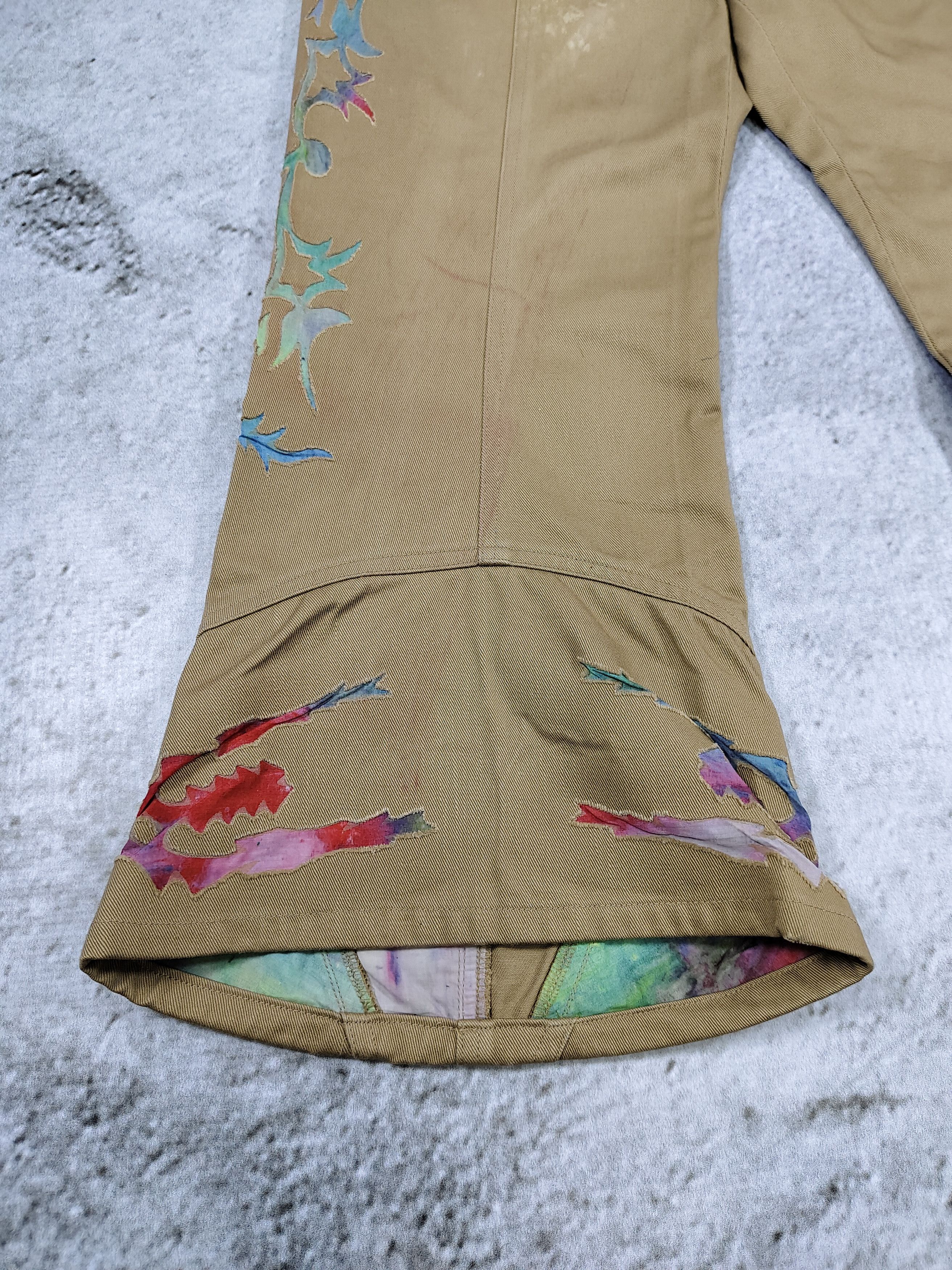 Issey Miyake 00s Issey Miyake- Archive Tribal Applique Bell Bottom Flare Size 29" - 3 Thumbnail