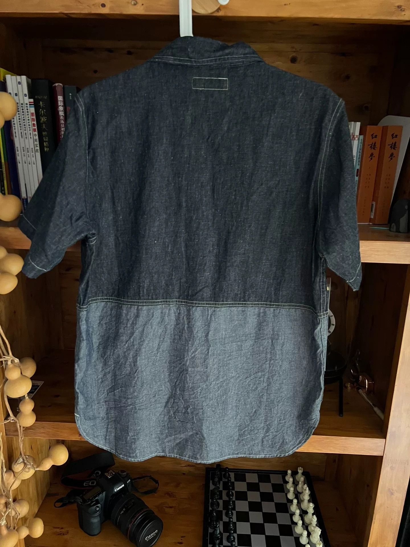 Nigel Cabourn Nigel Cabourn Patchwork Denim Short-Sleeve Utility Shirt Size US S / EU 44-46 / 1 - 8 Thumbnail