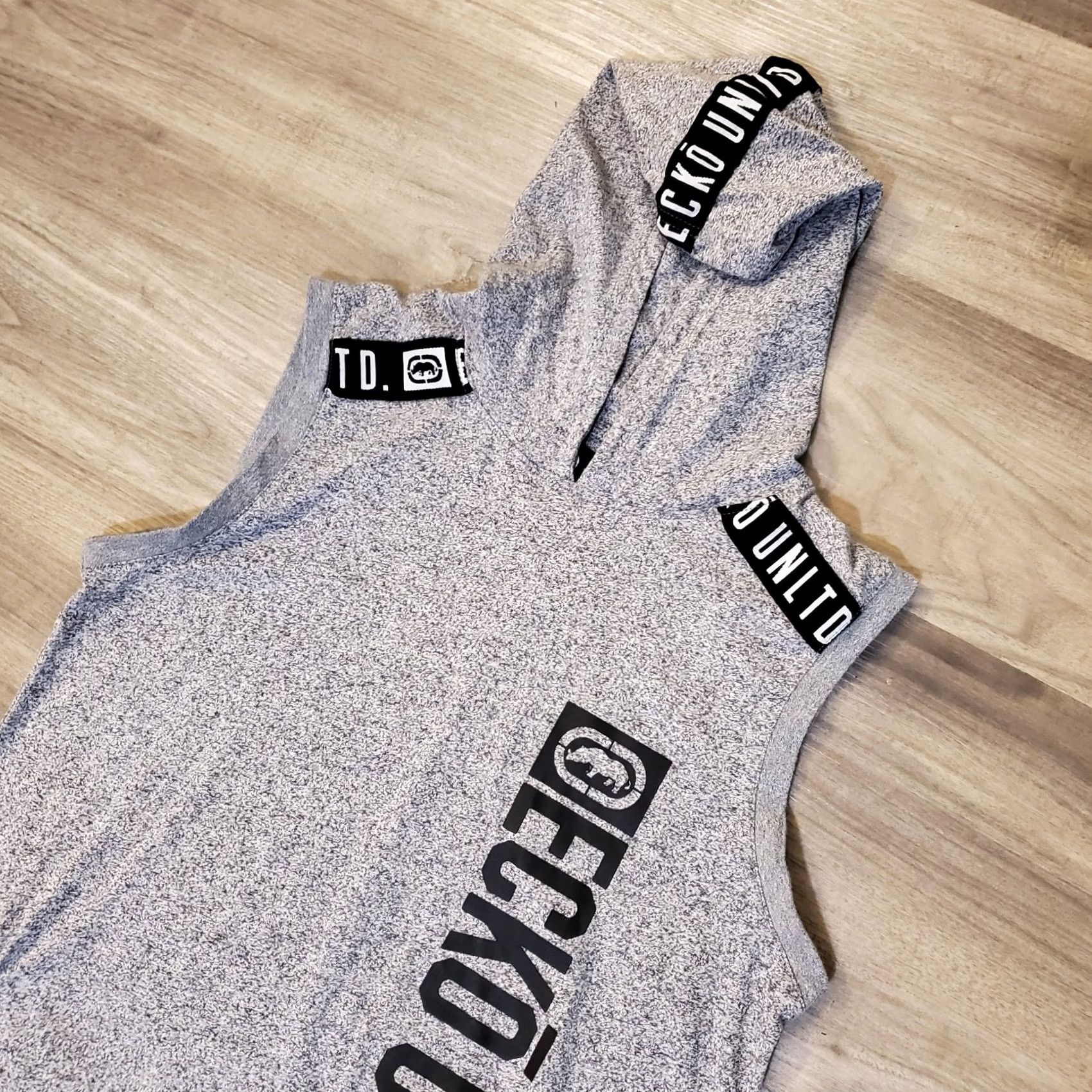 Ecko Unltd. VINTAGE ECKO UNLMTD 90s Graphic Print Hooded Sleeveless T-shirt Mens M Gray shirt Mens M Gray Logo 90s Hip Hop Punk Rock Street Beac h College Grunge Size US M / EU 48-50 / 2 - 3 Thumbnail