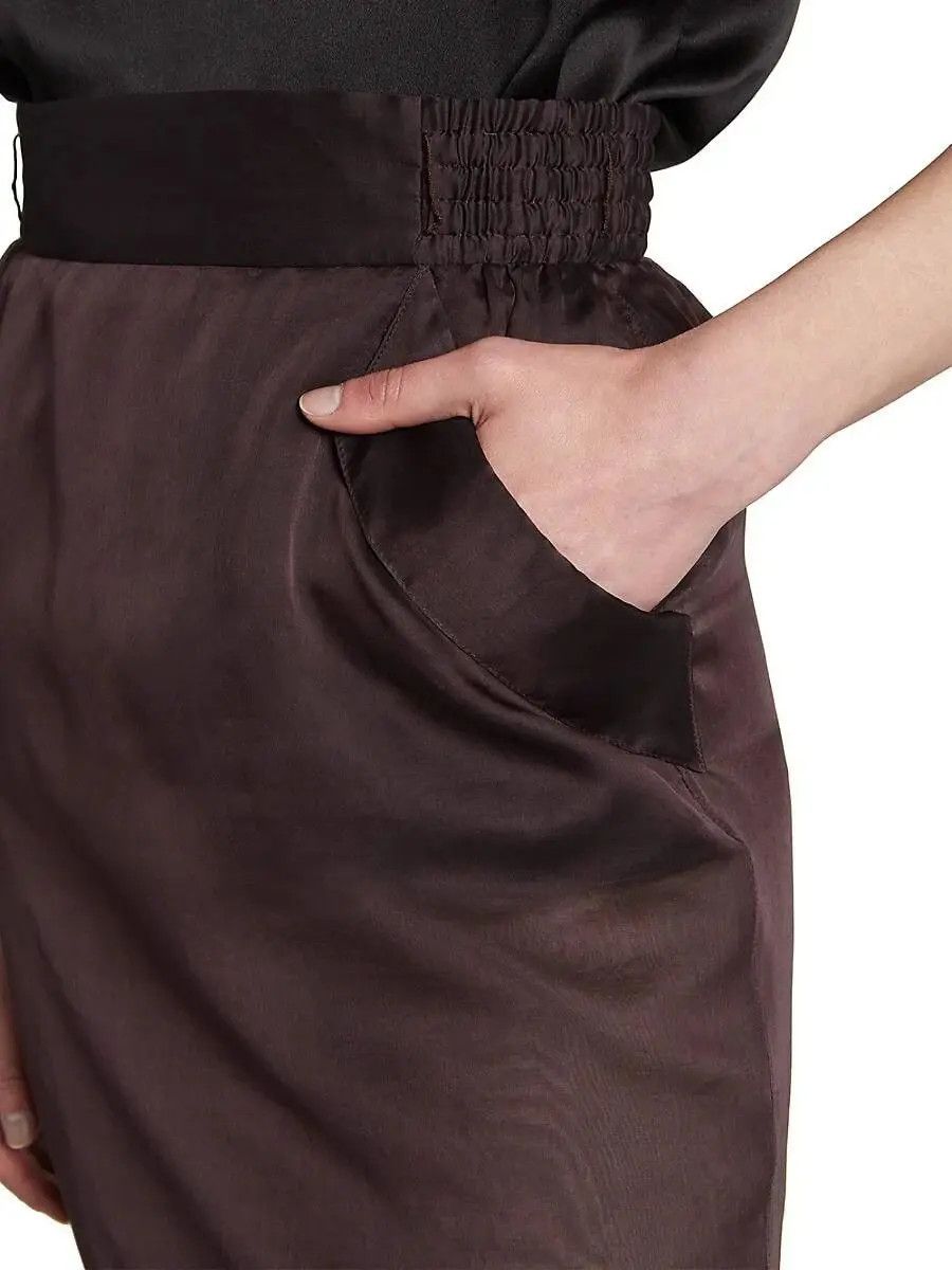 Saint Laurent Paris o1s1wg111024 Silk Muslin Pencil Mini Skirt in Dark Brown Size 27" / US 4 / IT 40 - 6 Thumbnail