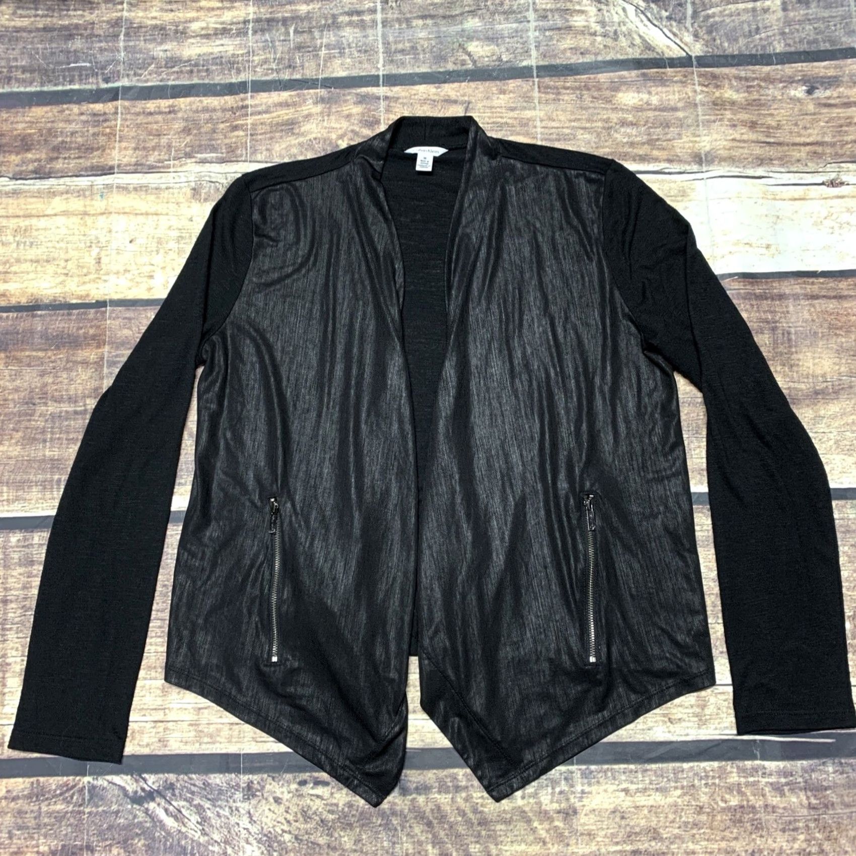 Calvin Klein Calvin Klein Cardigan Open Front Size Medium 2 Front Zipper Pockets Long Sleeves Black Womens Sweater Cardigan Size M / US 6-8 / IT 42-44 - 6 Thumbnail