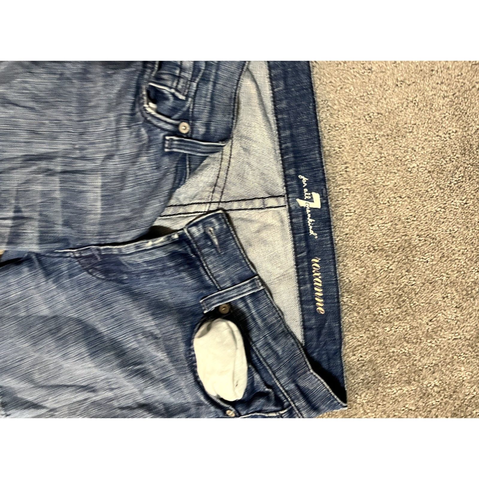 7 For All Mankind 7 for all mankind Roxanne Cropped Skinny 28x25 Blue Wash Distressed Women's Size ONE SIZE - 6 Thumbnail