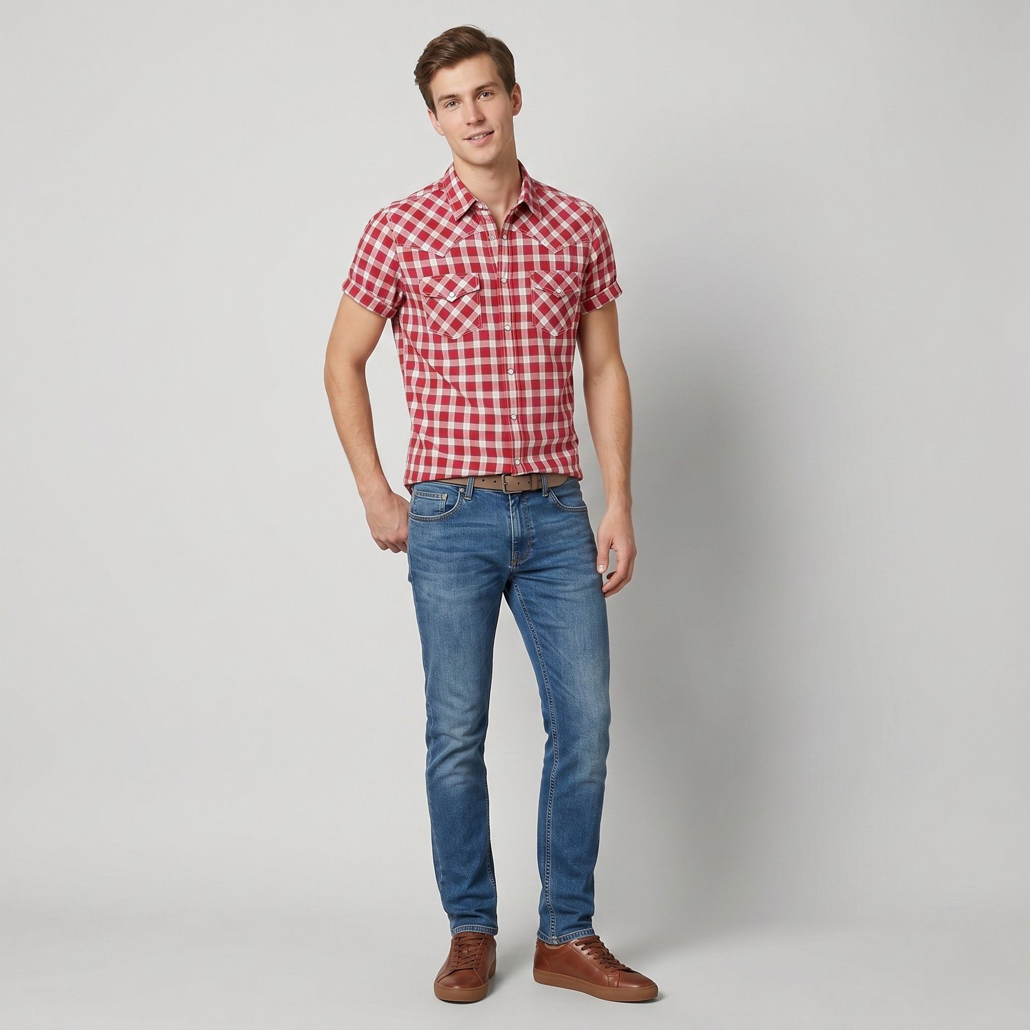 Levi's Levi's Men S Casual Shirt Red Checkered Snap Bottoms 10517 Size US S / EU 44-46 / 1 - 1 Thumbnail