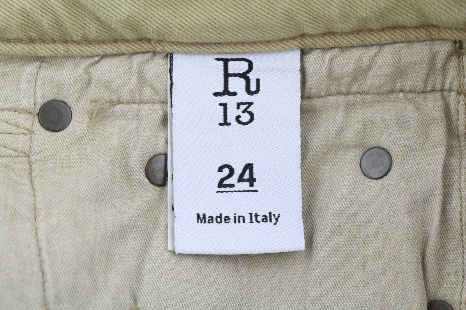 R13 BOY STRAIGHT 24 Khaki Stretch Cropped Ankle Zip 87792 Size 24" / US 00 / IT 34 - 11 Thumbnail