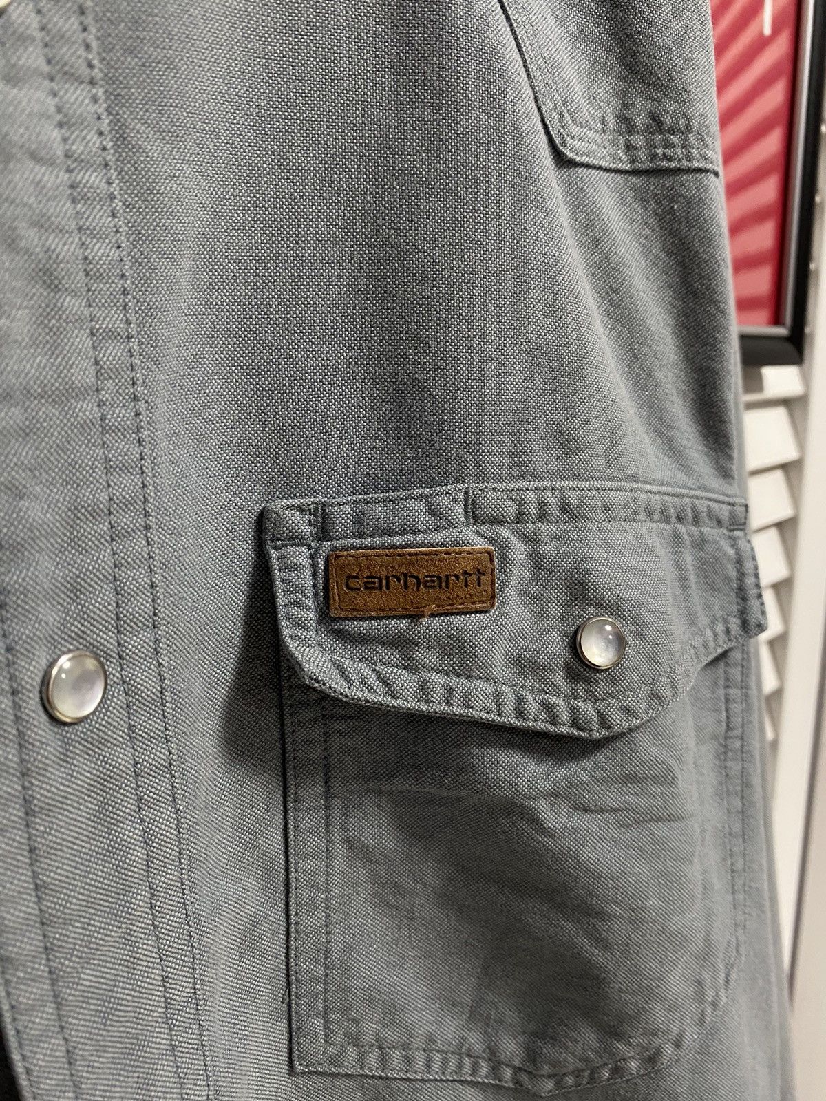 Carhartt × Vintage Vintage Shirt Tee Button Up Carhartt Overshirt Leather Logo Size US M / EU 48-50 / 2 - 4 Thumbnail