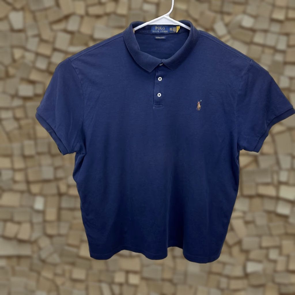Polo Ralph Lauren VINTAGE Polo Ralph Lauren Logo Embroidered Custom Slim Fit Polo Shirt Blue 2XL Pony Mens Size US XXL / EU 58 / 5 - 1 Thumbnail