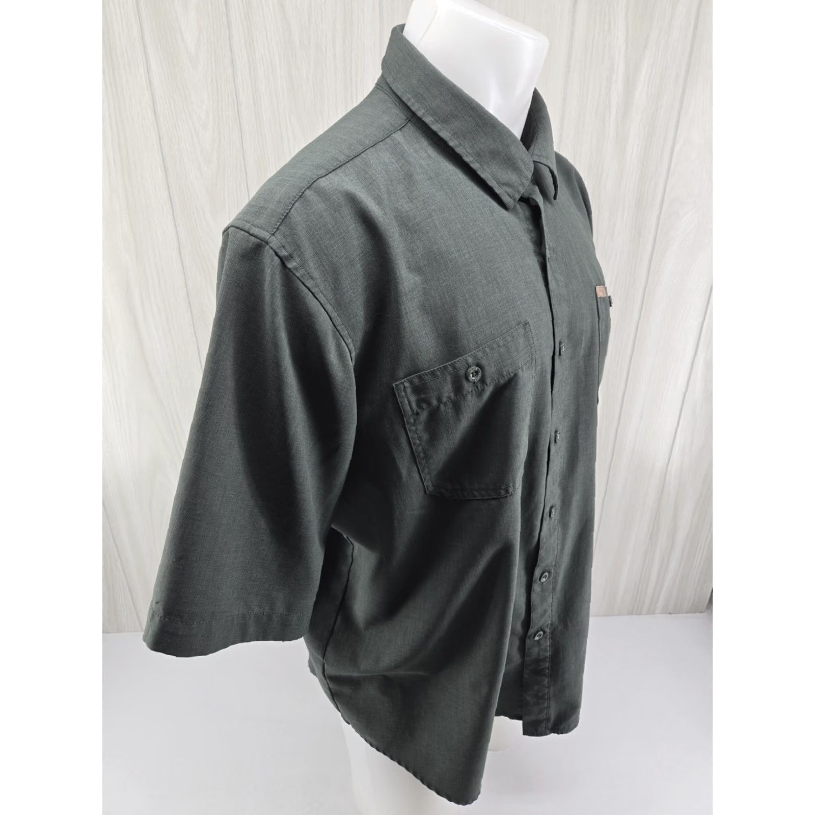 Orvis Orvis Short Sleeve Shirt Button Up Mens 2XL Polyester Hiking Fishing Outdoors Green Solid Size US XXL / EU 58 / 5 - 7 Thumbnail