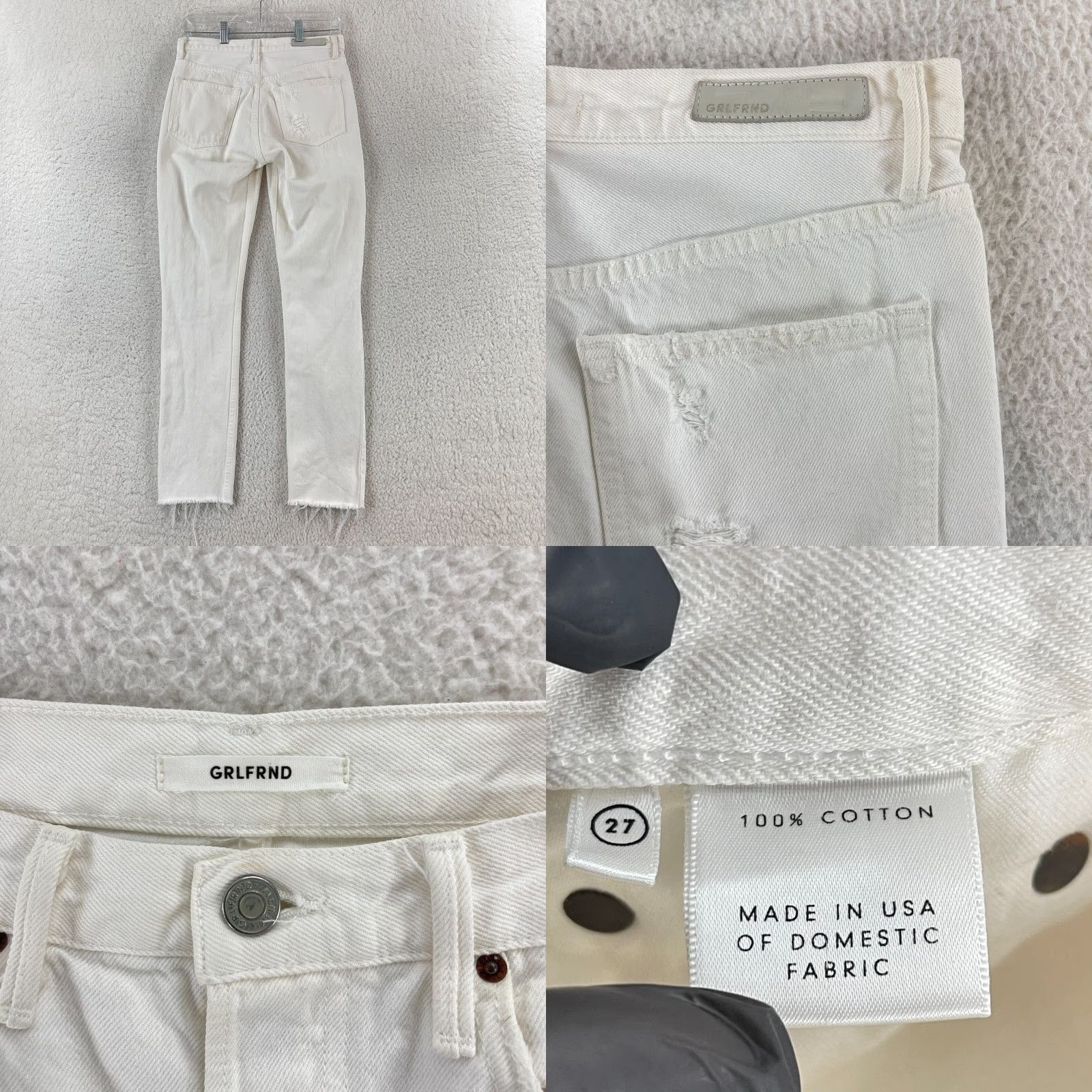 GRLFRND GRLFRND Jeans Womens Size 27 White Denim Skinny Distressed Mid-Rise Casual Pants Womens Size 27" / US 4 / IT 40 - 10 Thumbnail