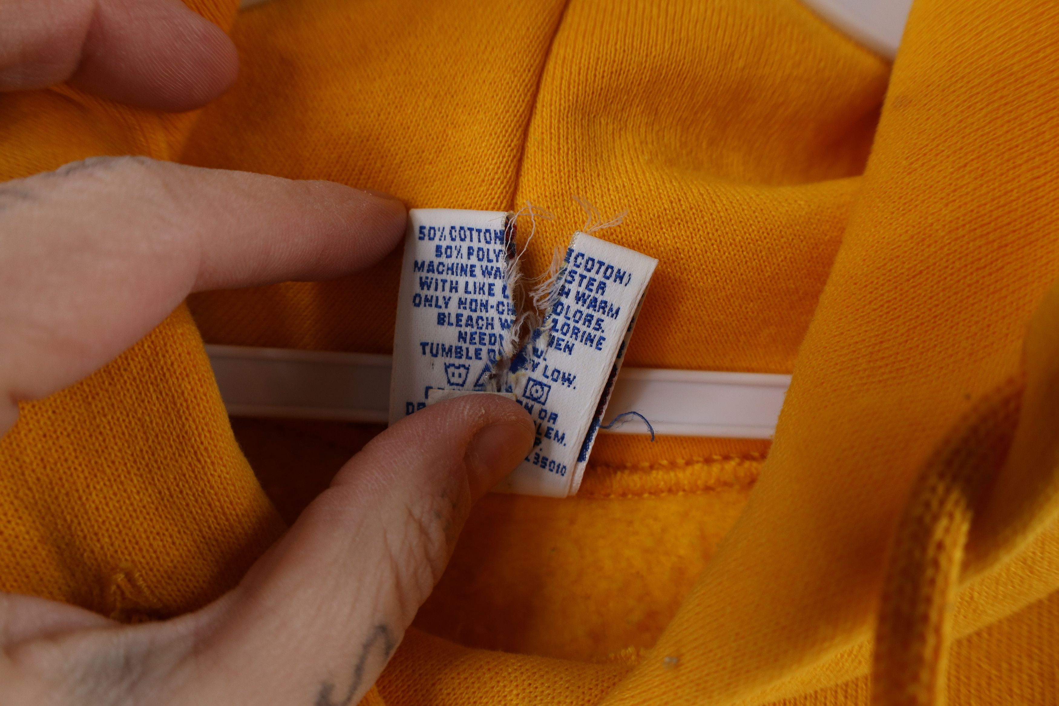 Russell Athletic × Vintage Vintage 90s Russell Athletic Blank Hoodie Sweatshirt Yellow Size US XXL / EU 58 / 5 - 10 Thumbnail