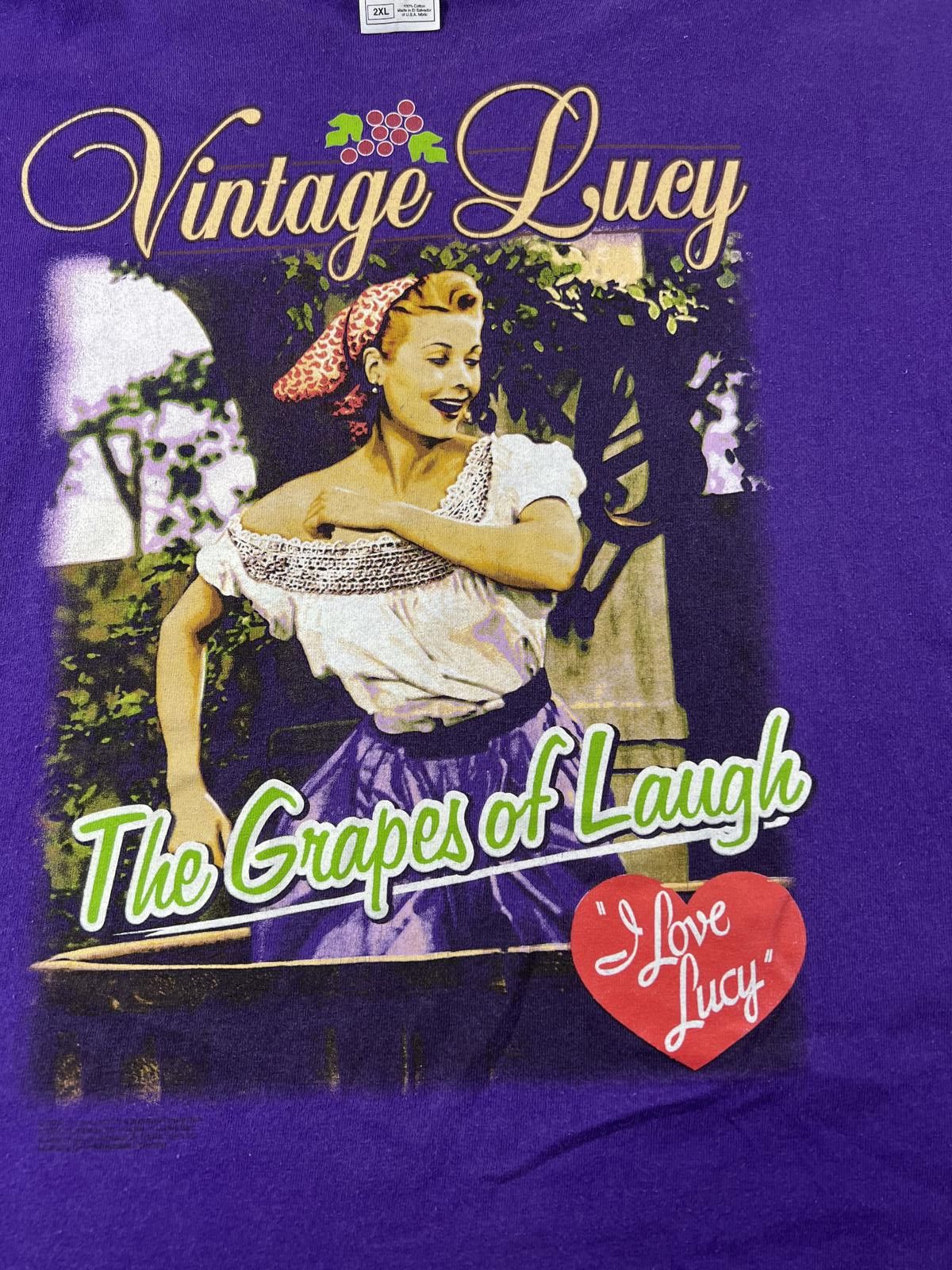 Other Vintage Lucy The Grapes of Laugh Purple Graphic T-Shirt Size XXL / US 16-18 / IT 52-54 - 2 Thumbnail