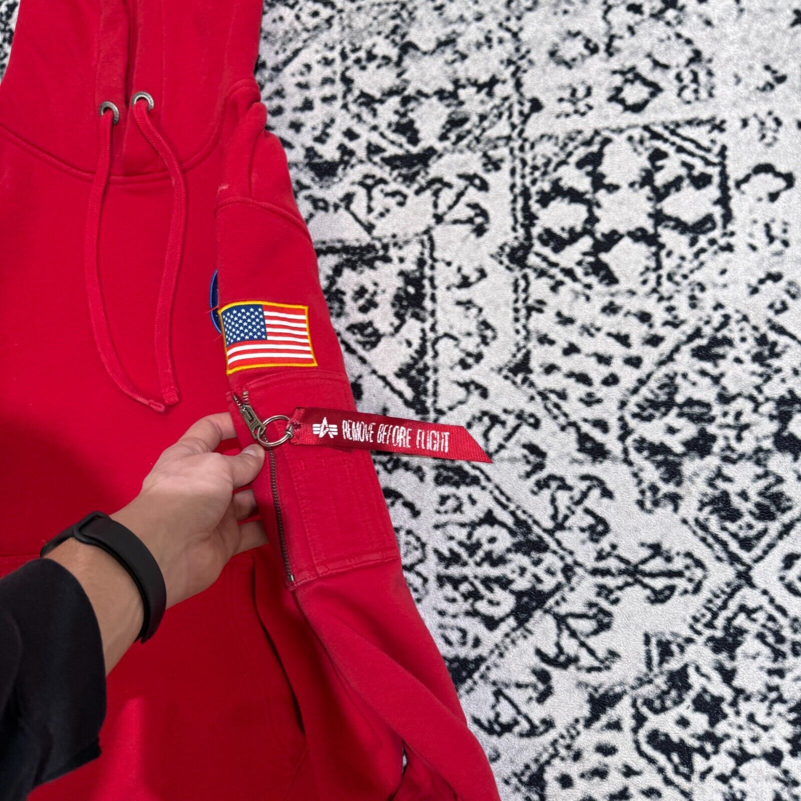 Alpha Industries × Vintage Alpha Industries Red Cotton Hoodie Size L NASA MA-1 Astro Size US L / EU 52-54 / 3 - 6 Thumbnail