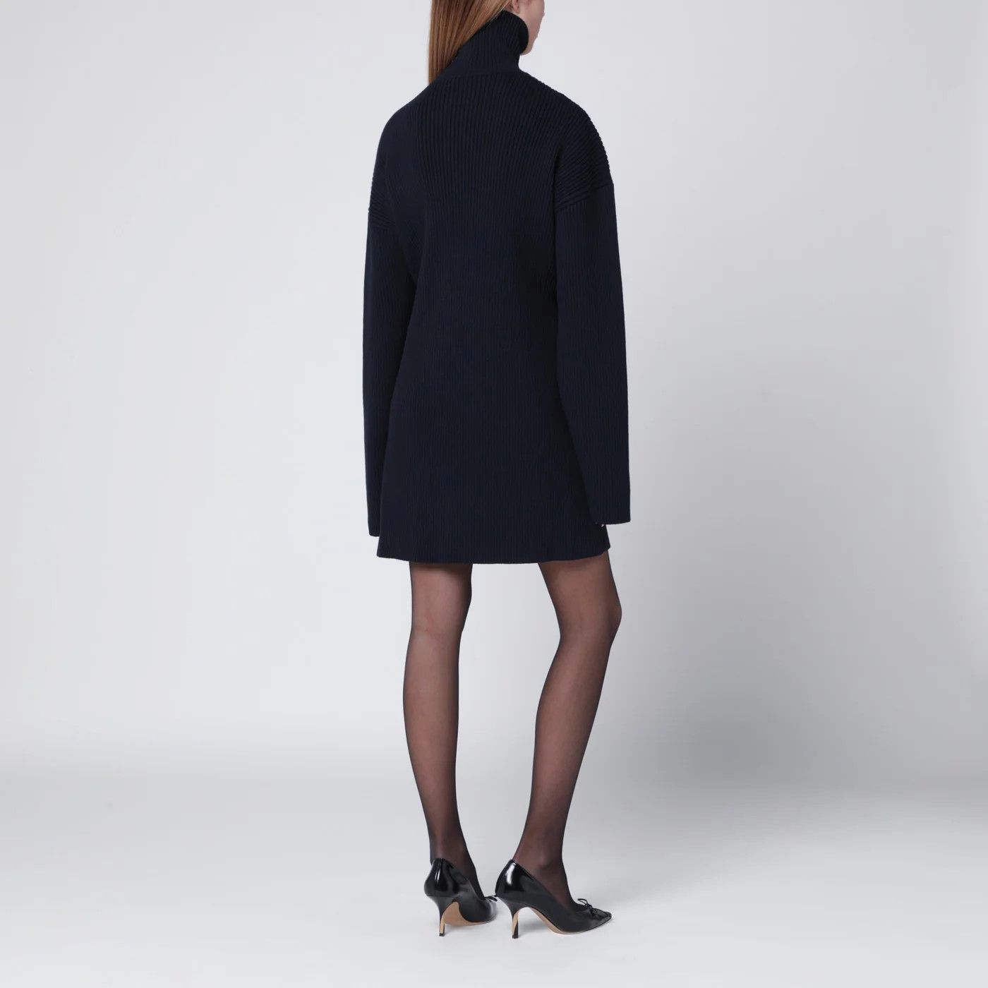 Balenciaga o1d2blof0426 Wool Cotton Mini Dress in Navy Blue Size XS / US 0-2 / IT 36-38 - 3 Thumbnail