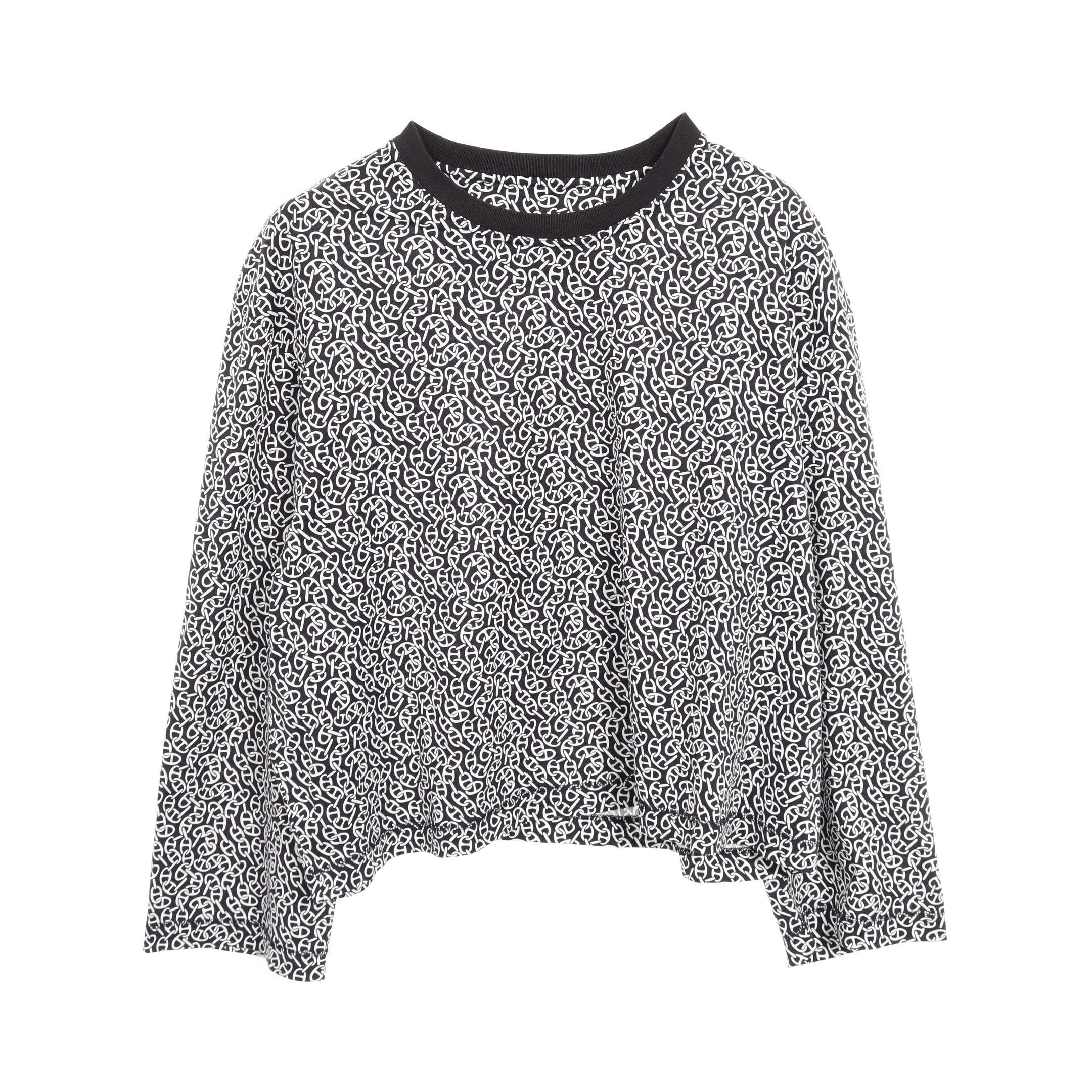 Hermes Hermes Naoussa Chaine Print Cut And Sew Crew Neck Long Sleeve Cotton Black White Size ONE SIZE - 1 Thumbnail