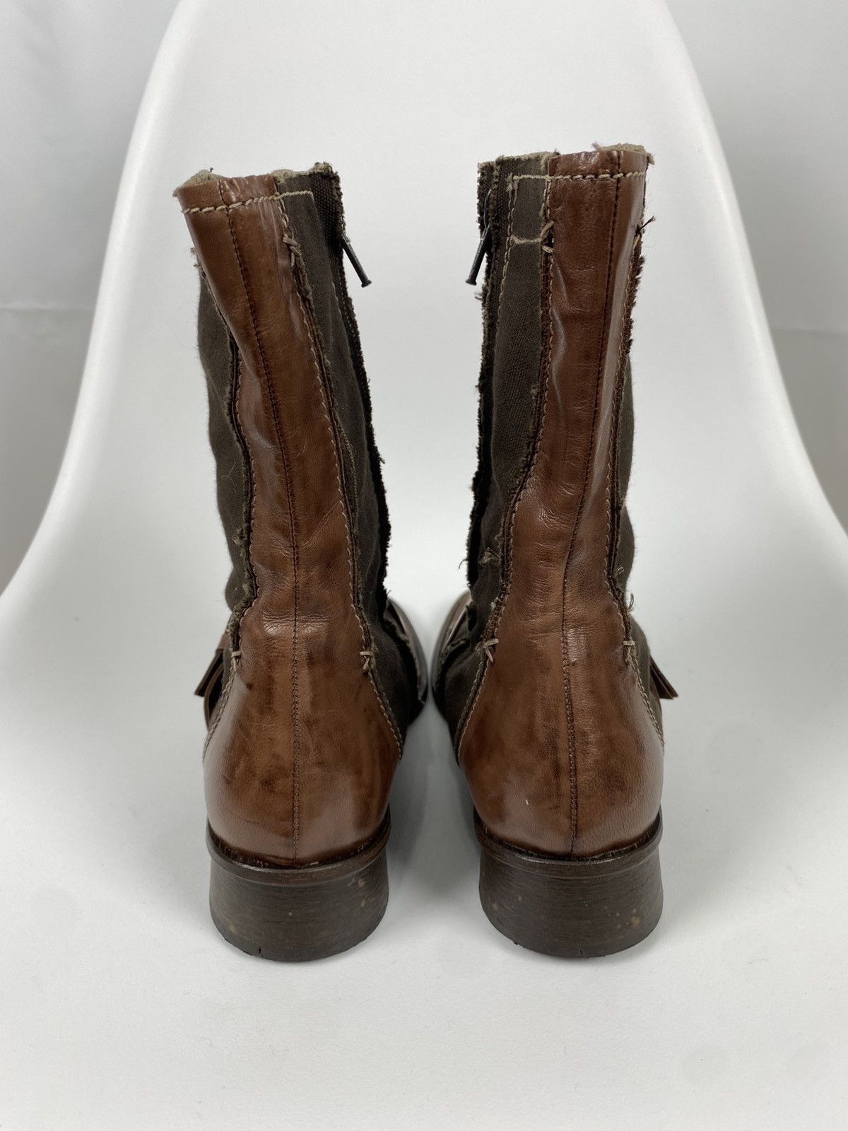 Other Latitude Femme Zip Boots Leather & Canvas size 38 Size US 8 / IT 38 - 4 Thumbnail