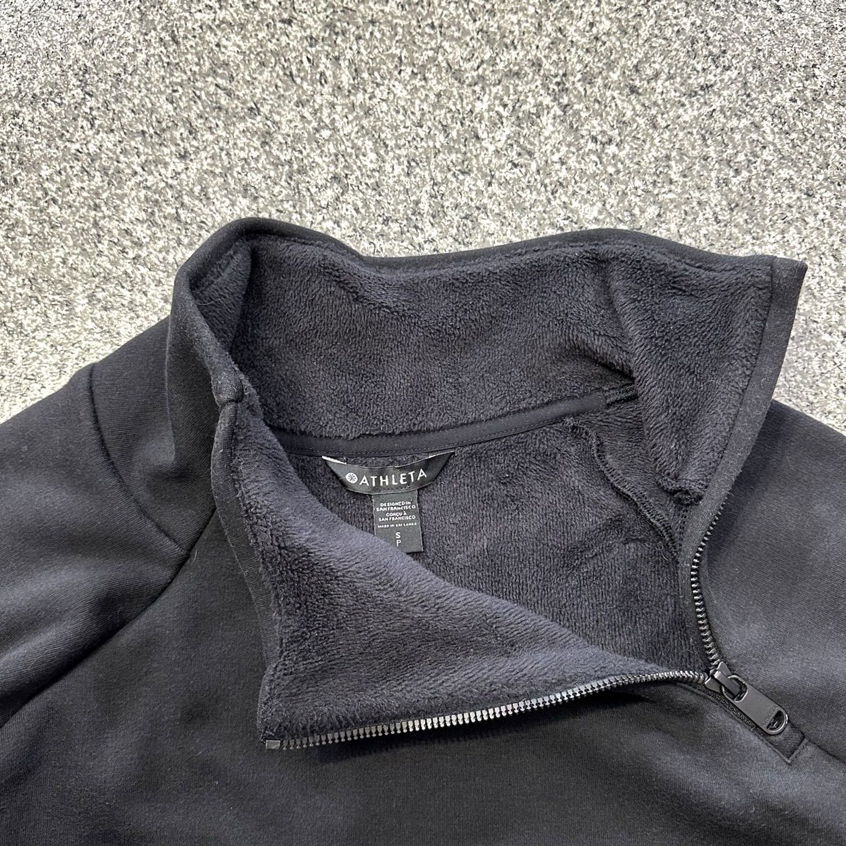 Athleta Athleta Sweatshirt Pullover Womens S Black 1/4 Zip Mock Neck Long Sleeve Cozy Karma Asym Sweatshirt Size S / US 4 / IT 40 - 3 Thumbnail