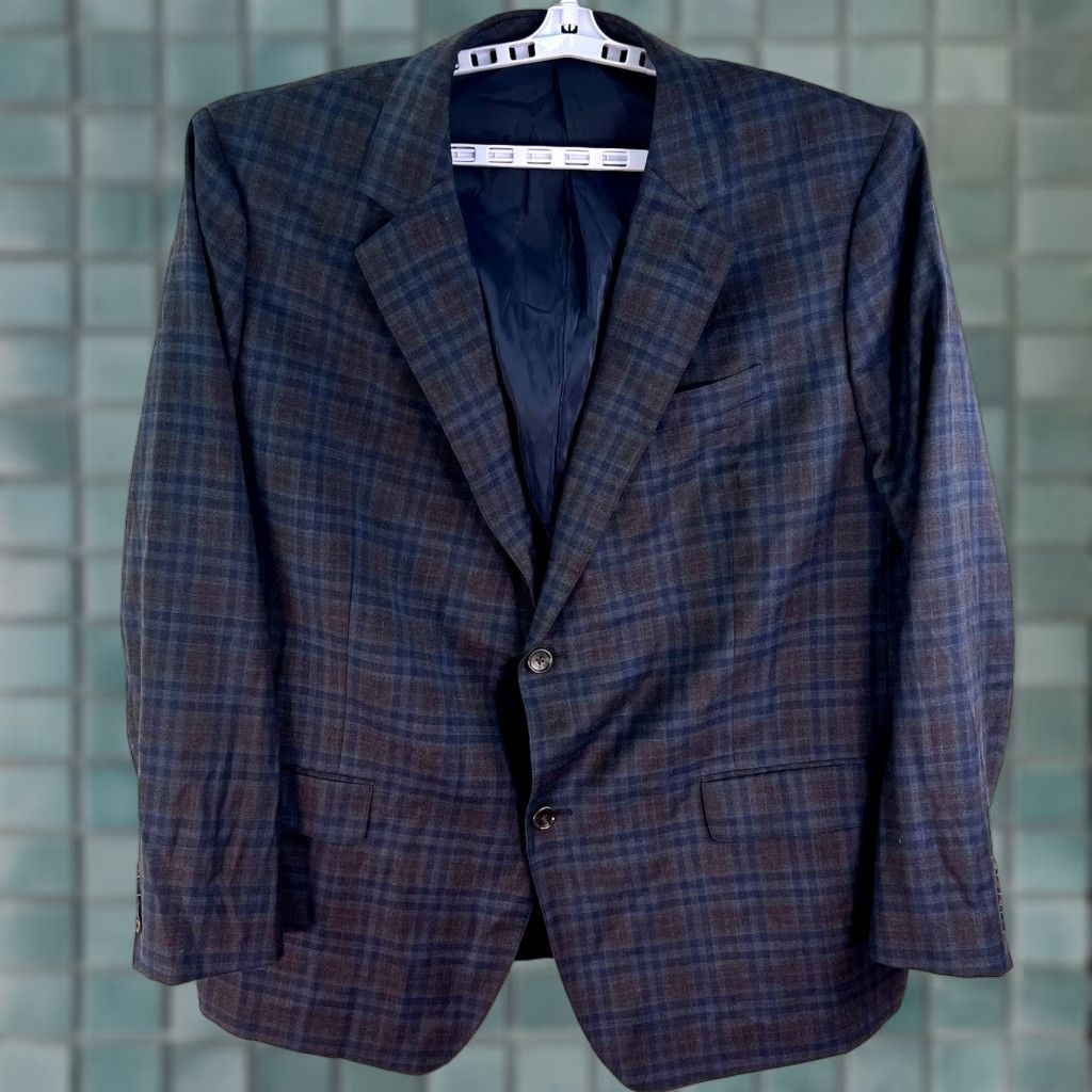 Bonobos VINTAGE Bonobos Men’s Suit Jacket 54 Blue/Green Plaid Wool Blend Single-Breasted Business Casual Size 54R - 1 Thumbnail