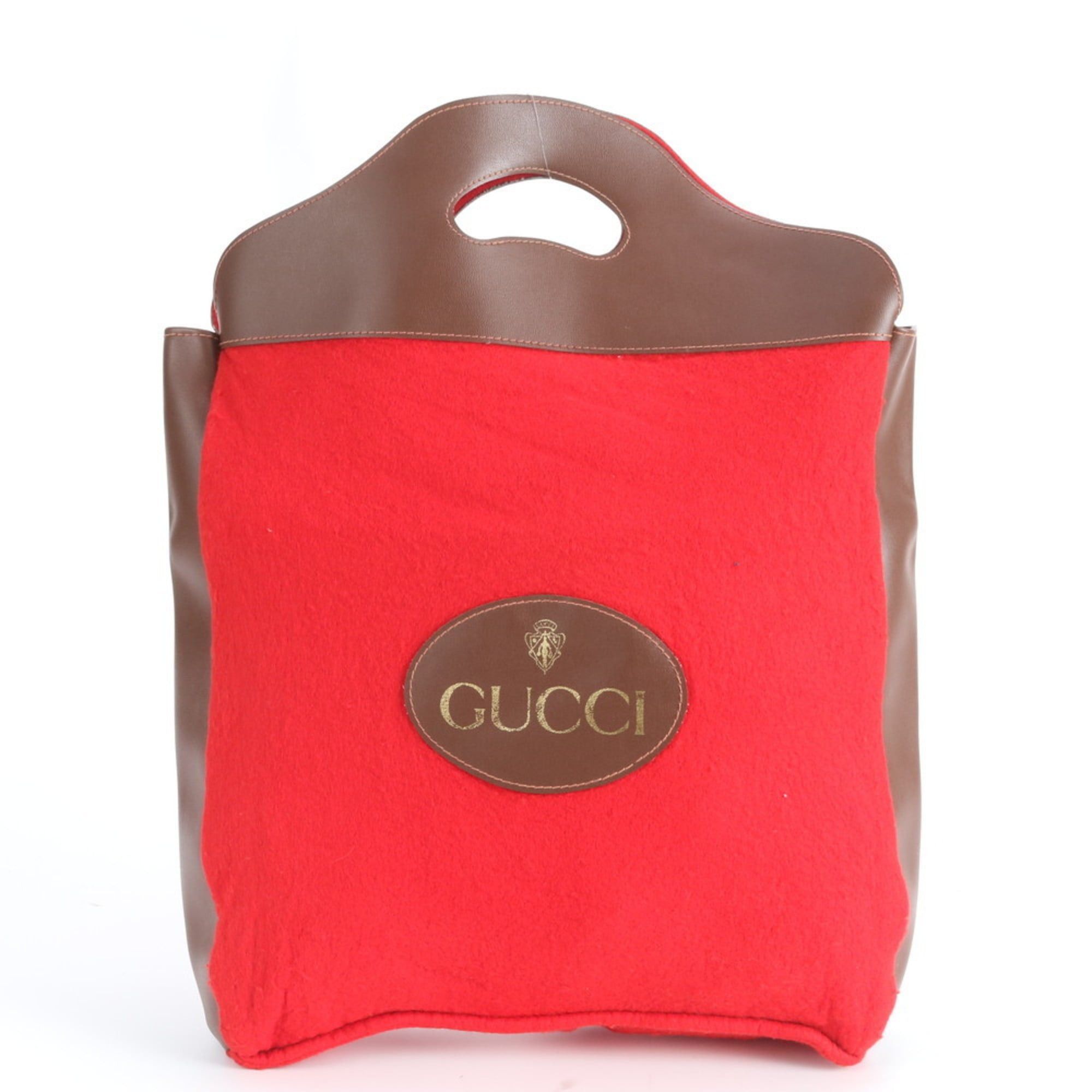 Gucci Old Logo Leather Handbag Tote Bag Brown Women's