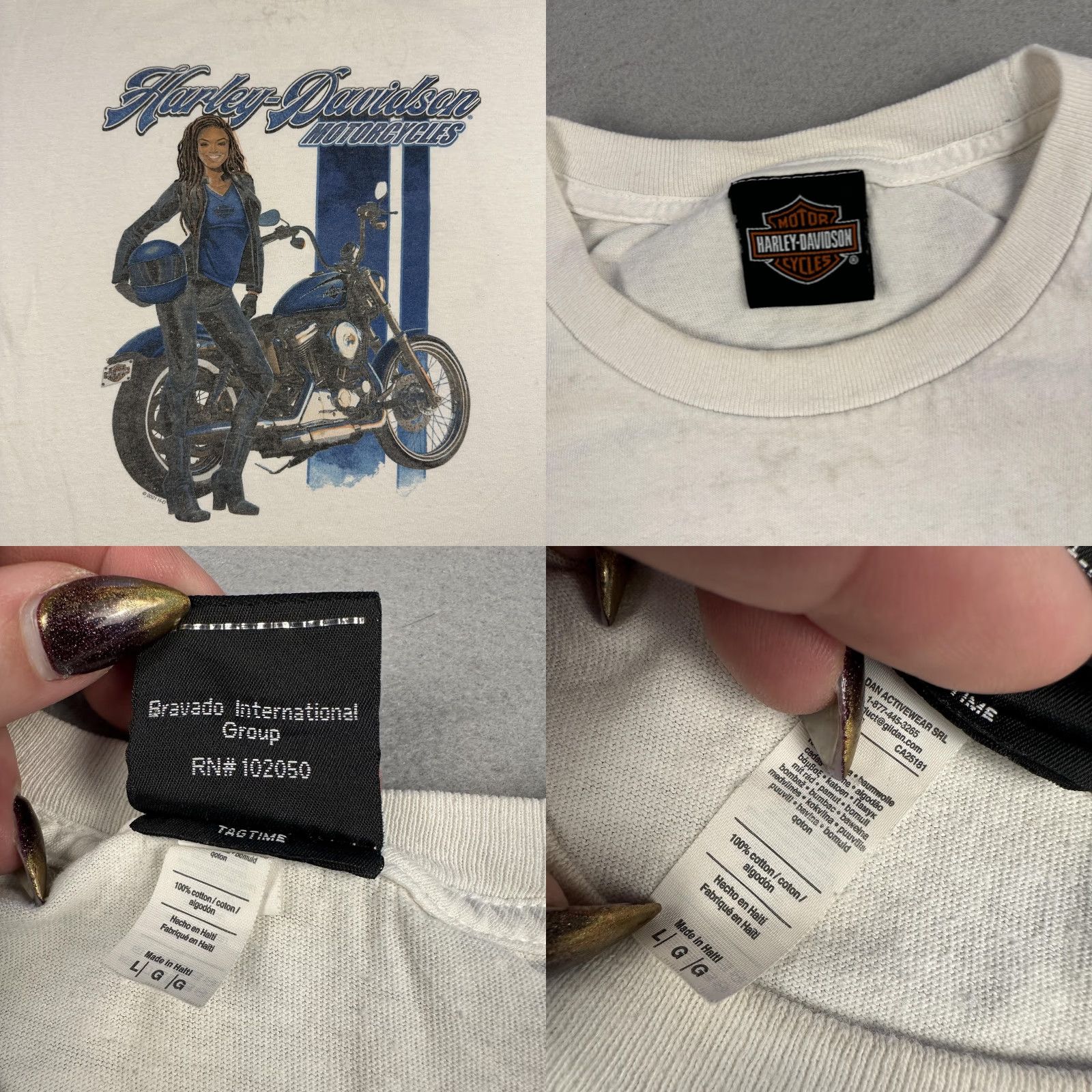 Harley Davidson Harley-Davidson Shirt Mens Large White Motorcycle Skull Graphic Print Back Newnan Size US L / EU 52-54 / 3 - 9 Thumbnail