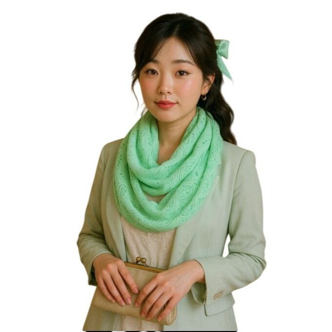 Other Mint Green Lace Infinity Scarf Lightweight Loop Circle Scarf Size ONE SIZE - 1 Thumbnail