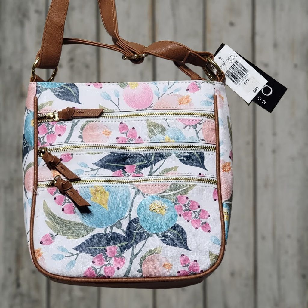 Vintage Bueno Collection Crossbody Bag Medium Women Pastel Nouveau Floral PVC 2010-2019 Brown Strap Adjustable Zip 8.5x9.5x2 Vintage No Size ONE SIZE - 1 Preview