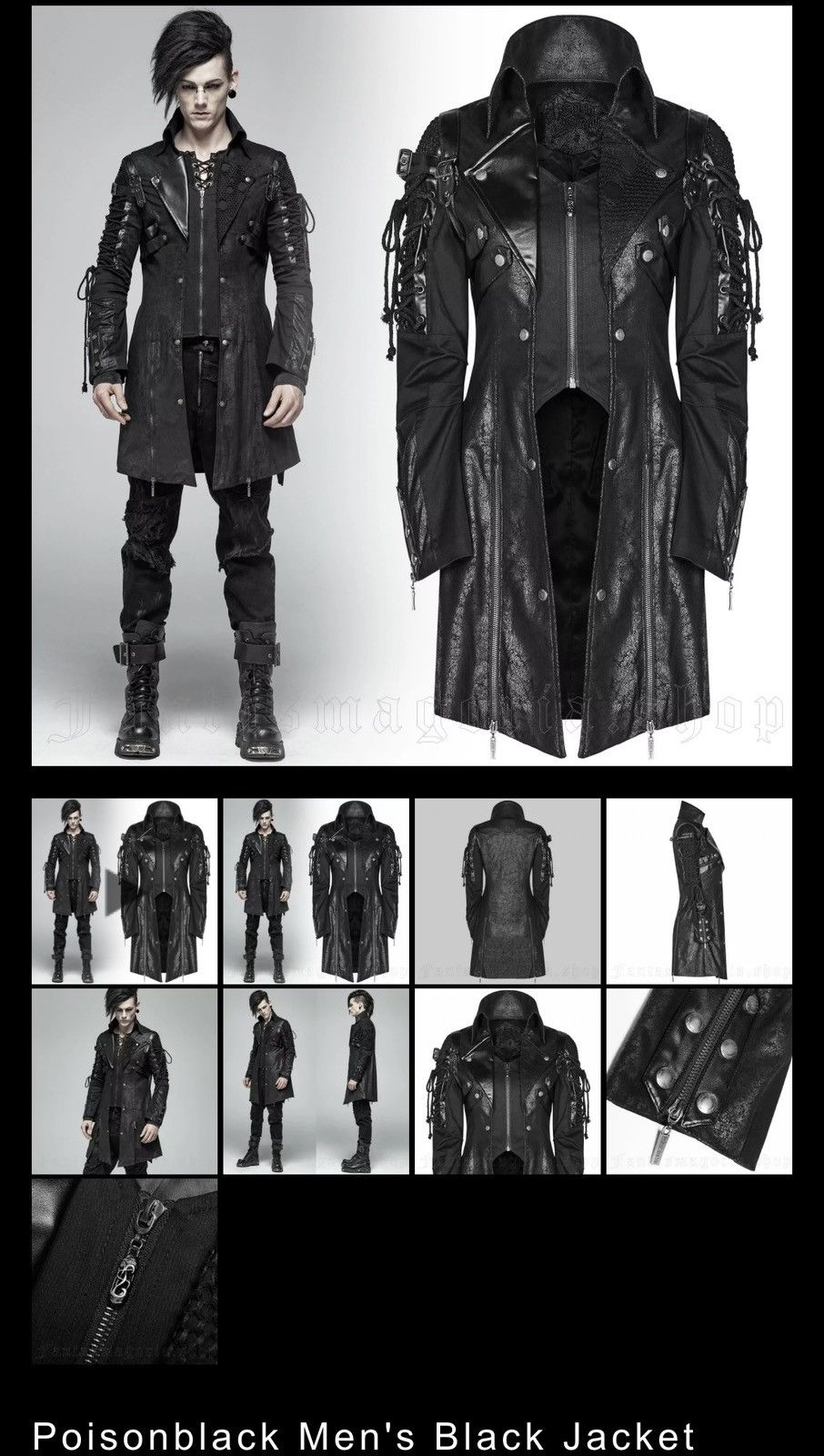 Japanese Brand Crazy Punk rave lace up bondage vkei waxed jacket Size US M / EU 48-50 / 2 - 2 Thumbnail