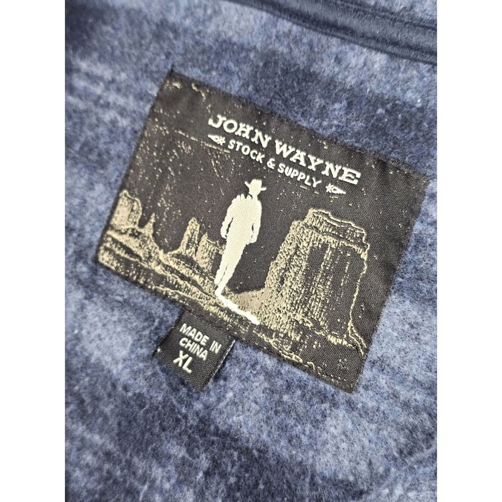 Vintage John Wayne Zip Pullover Men XL Blue Plaid Fleece Western Shirt Jacket Outdoor Size US XL / EU 56 / 4 - 3 Thumbnail