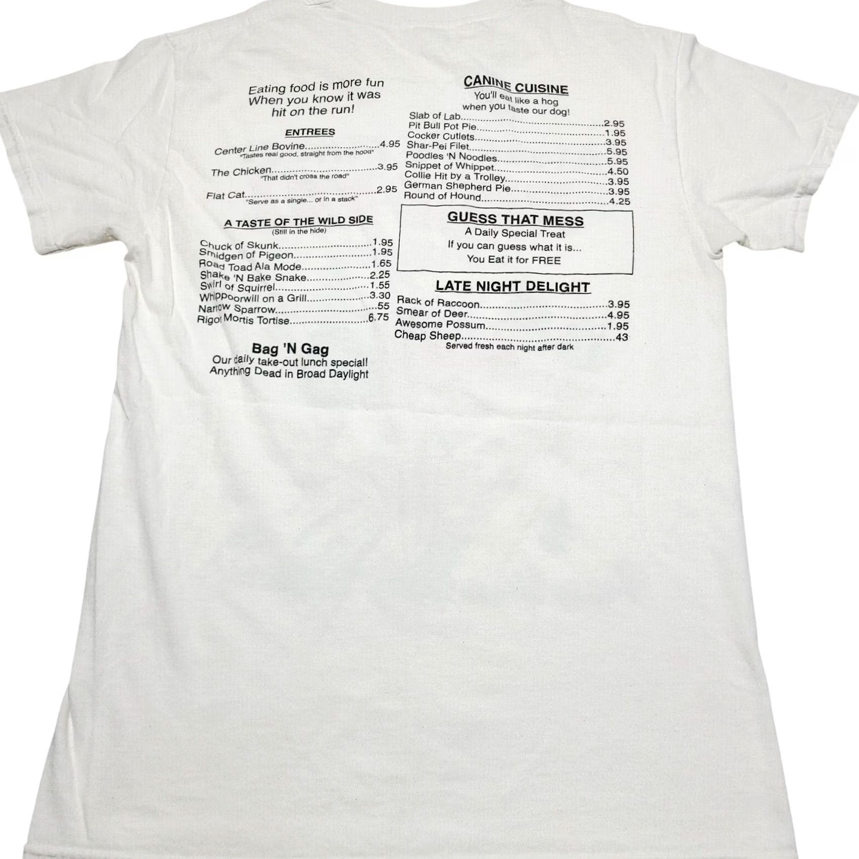 Vintage VINTAGE Alaska's Road Kill Cafe Double-Sided Men's T-Shirt Size S 90's Crew Neck White Short Sleeve 1980-1989 Men Size US S / EU 44-46 / 1 - 3 Thumbnail