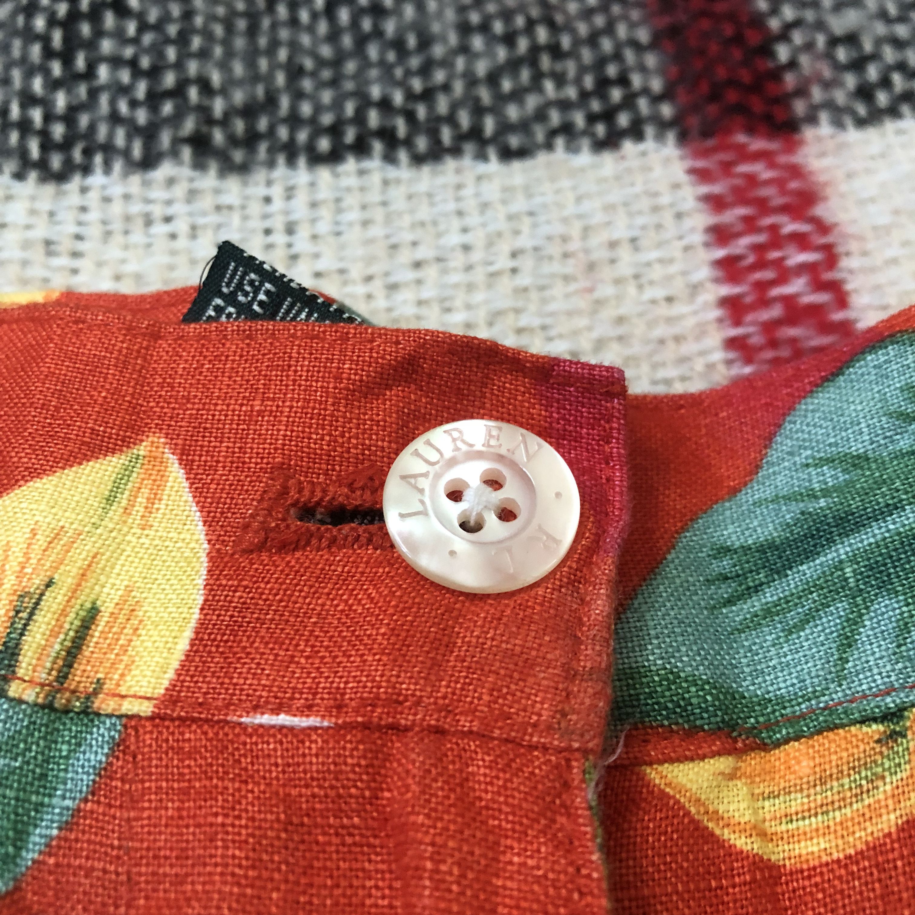 Lauren Ralph Lauren Lauren RL Polo linen hawaii floral surf orange shorts SZ 16 Size 35" - 3 Thumbnail