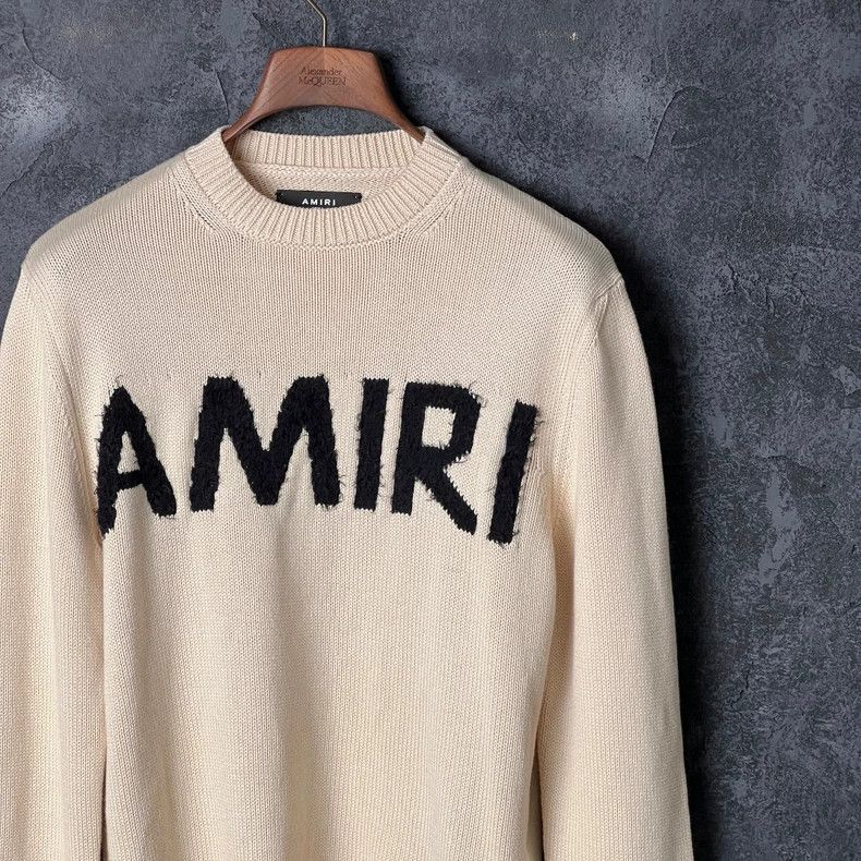 Amiri AmiriBeige letter embroidered round-neck sweater 2503-Nexta Size US S / EU 44-46 / 1 - 3 Thumbnail