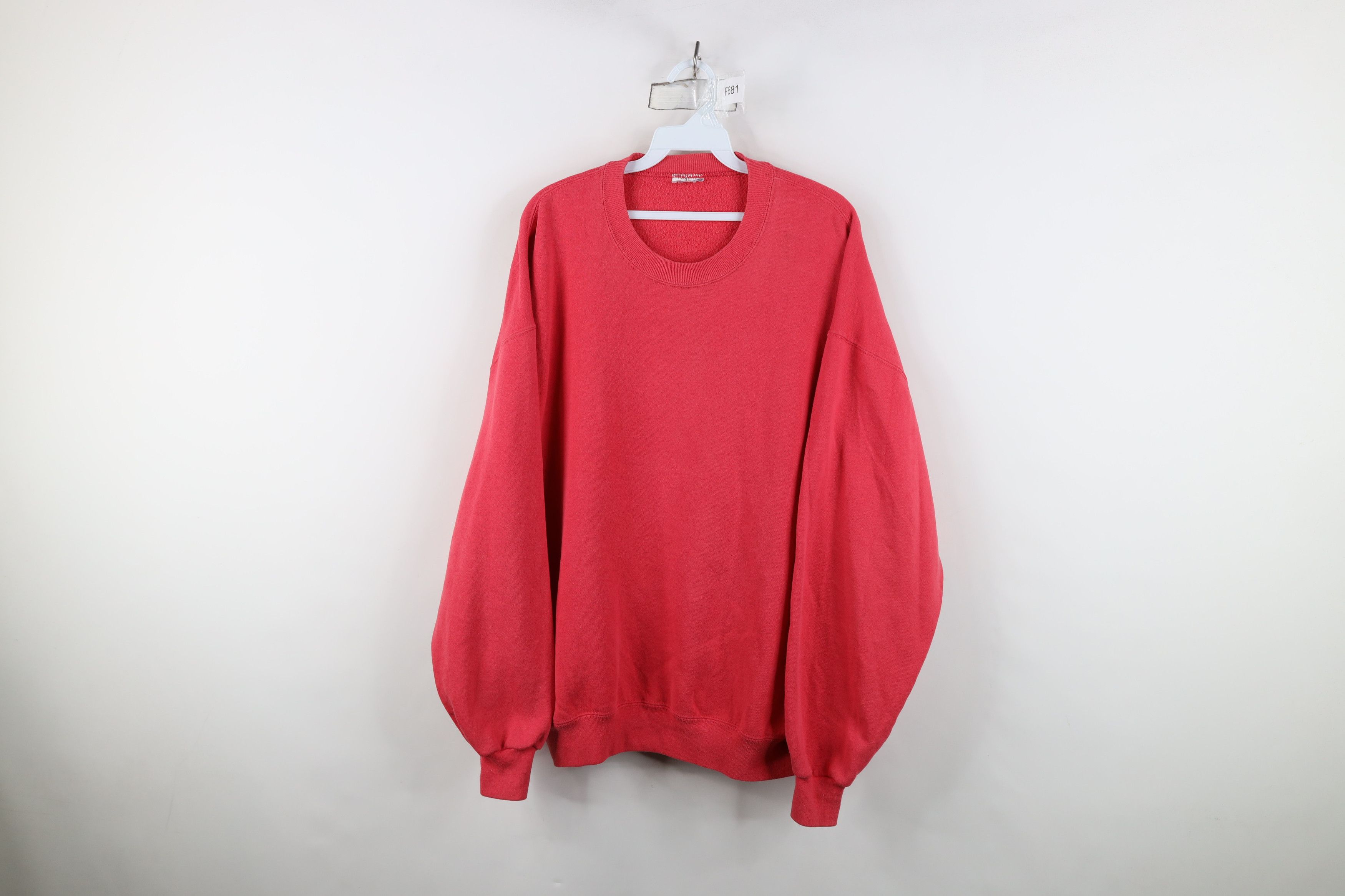 Vintage Vintage 90s Streetwear Blank Crewneck Sweatshirt Pink USA Size 3XL / US 20-22 - 1 Thumbnail