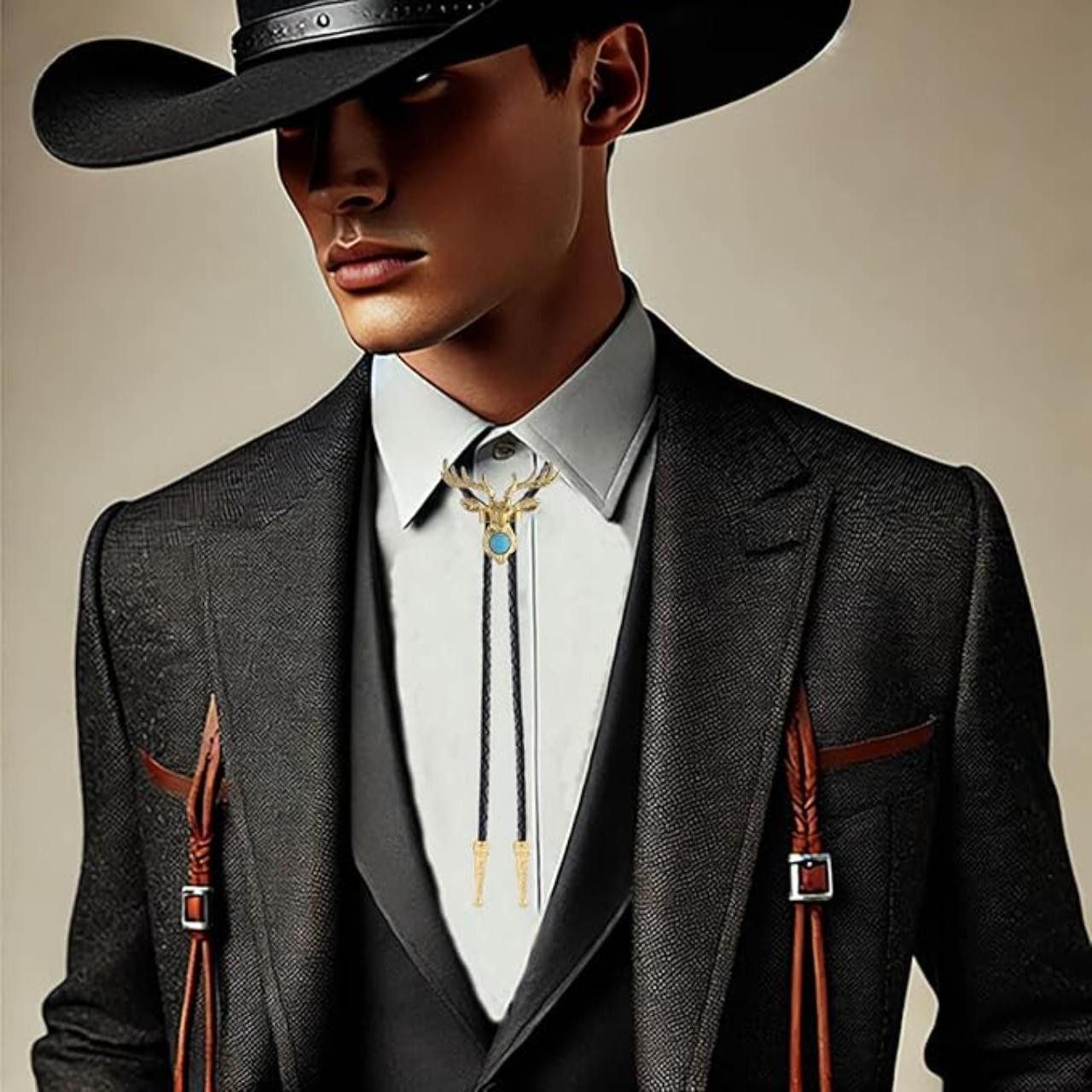 Other Turquoise Gold Bolo Tie Size ONE SIZE - 2 Thumbnail